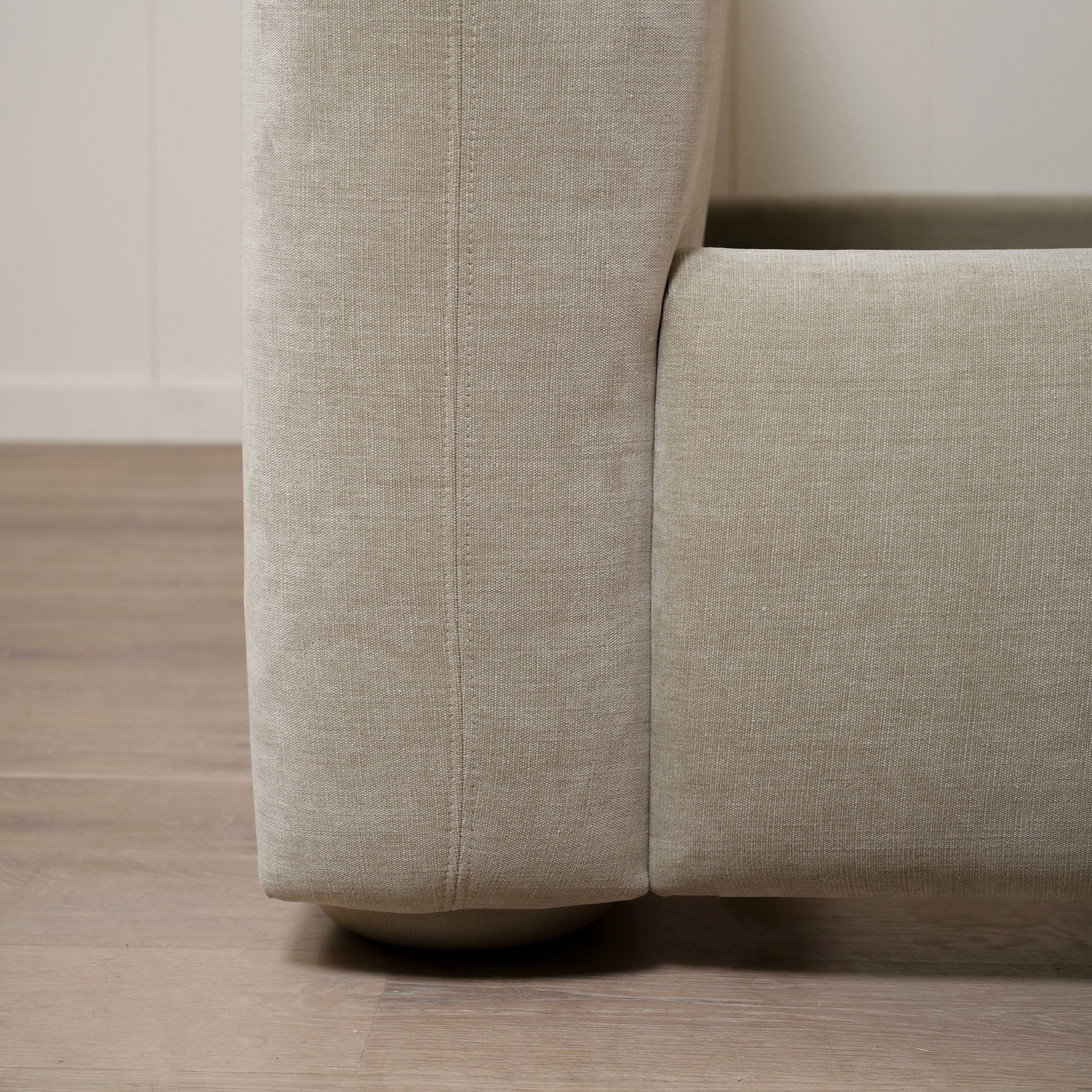 As Shown: King | Style: Upholstered | Fabric: Canyon Sage | Finish: Sand