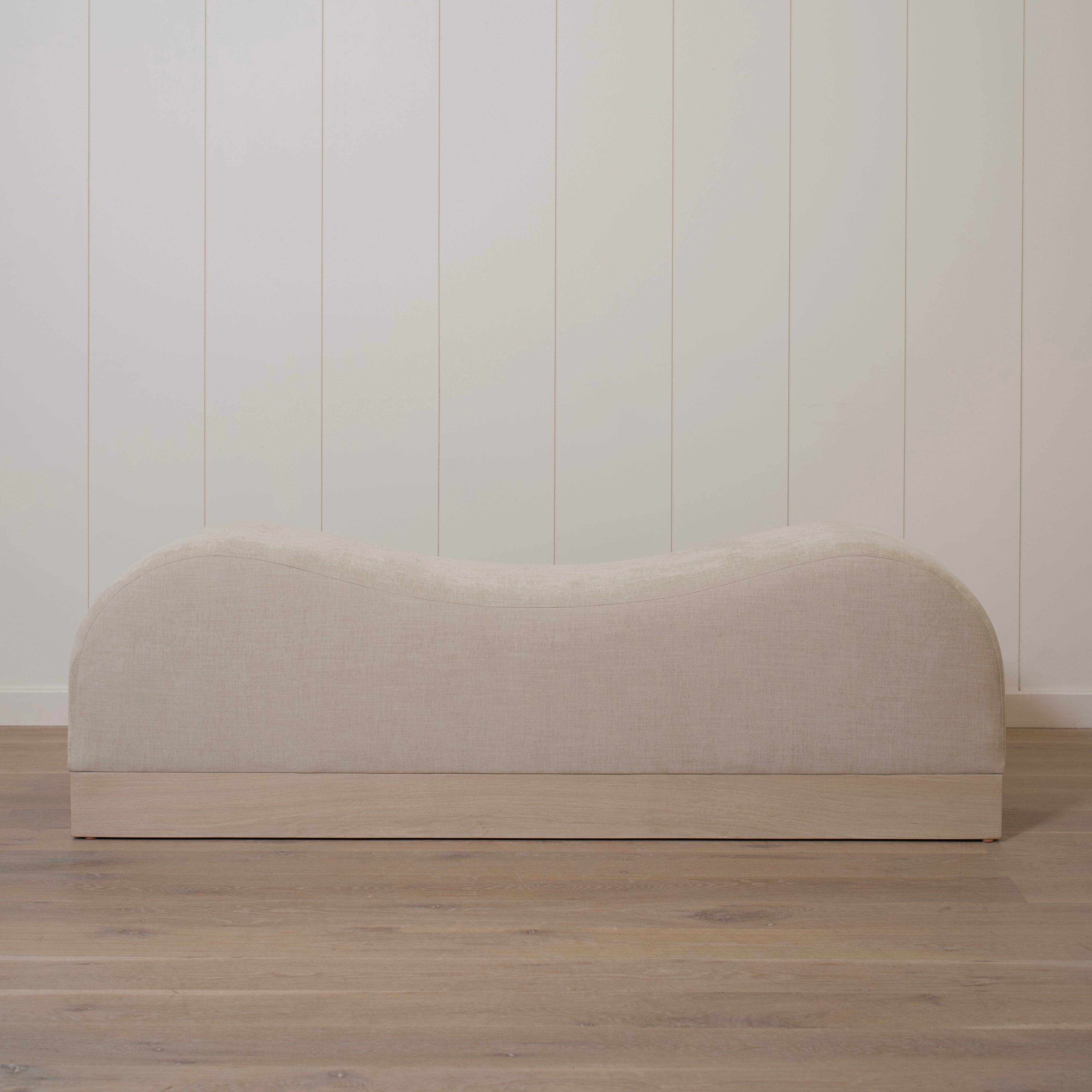 As Shown: 73"L x 20"D x 23"H | Style: Upholstered | Fabric: Marley Beige | Finish: Bran