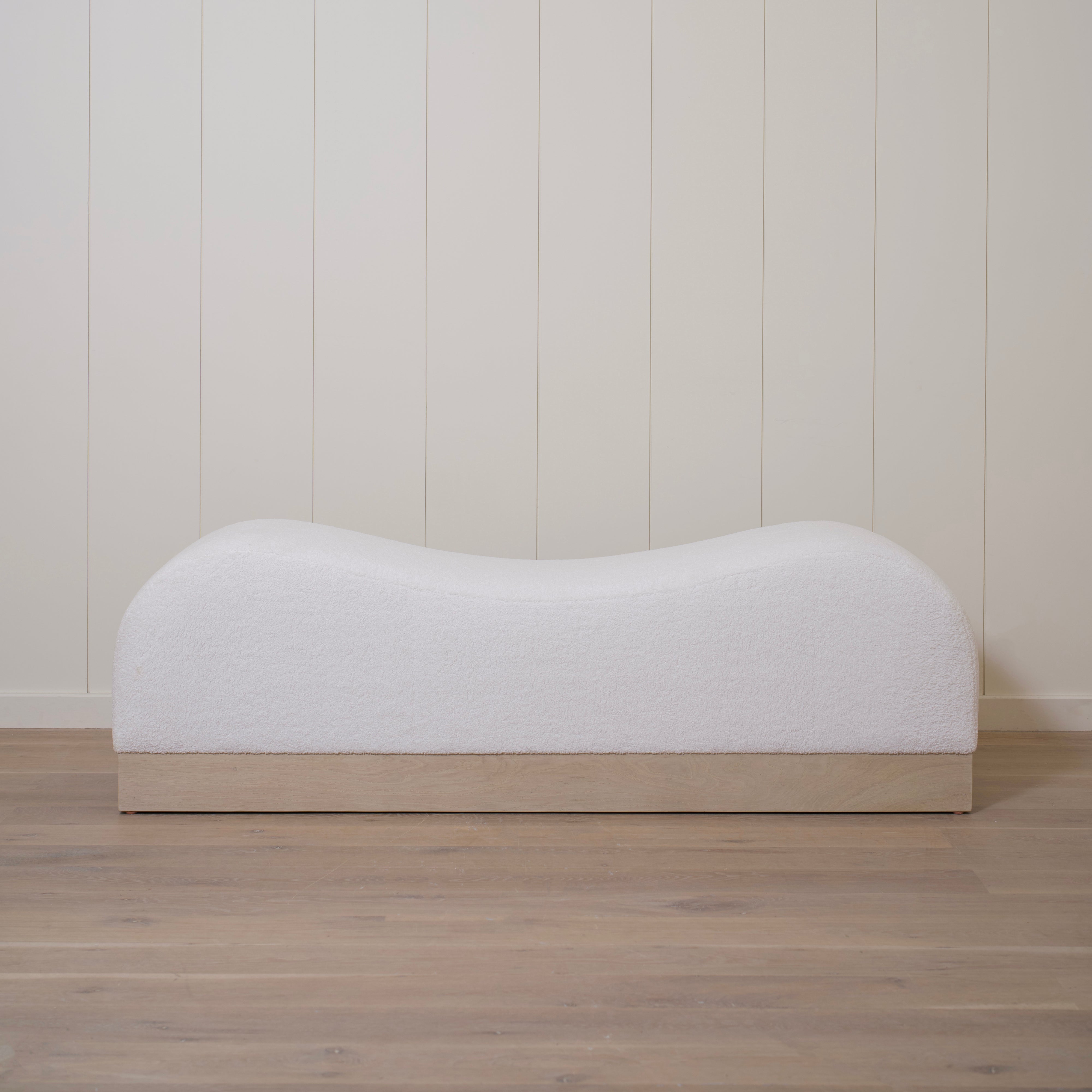 As Shown: 73"L x 20"D x 23"H | Style: Upholstered | Fabric: Peak White | Finish: Bran