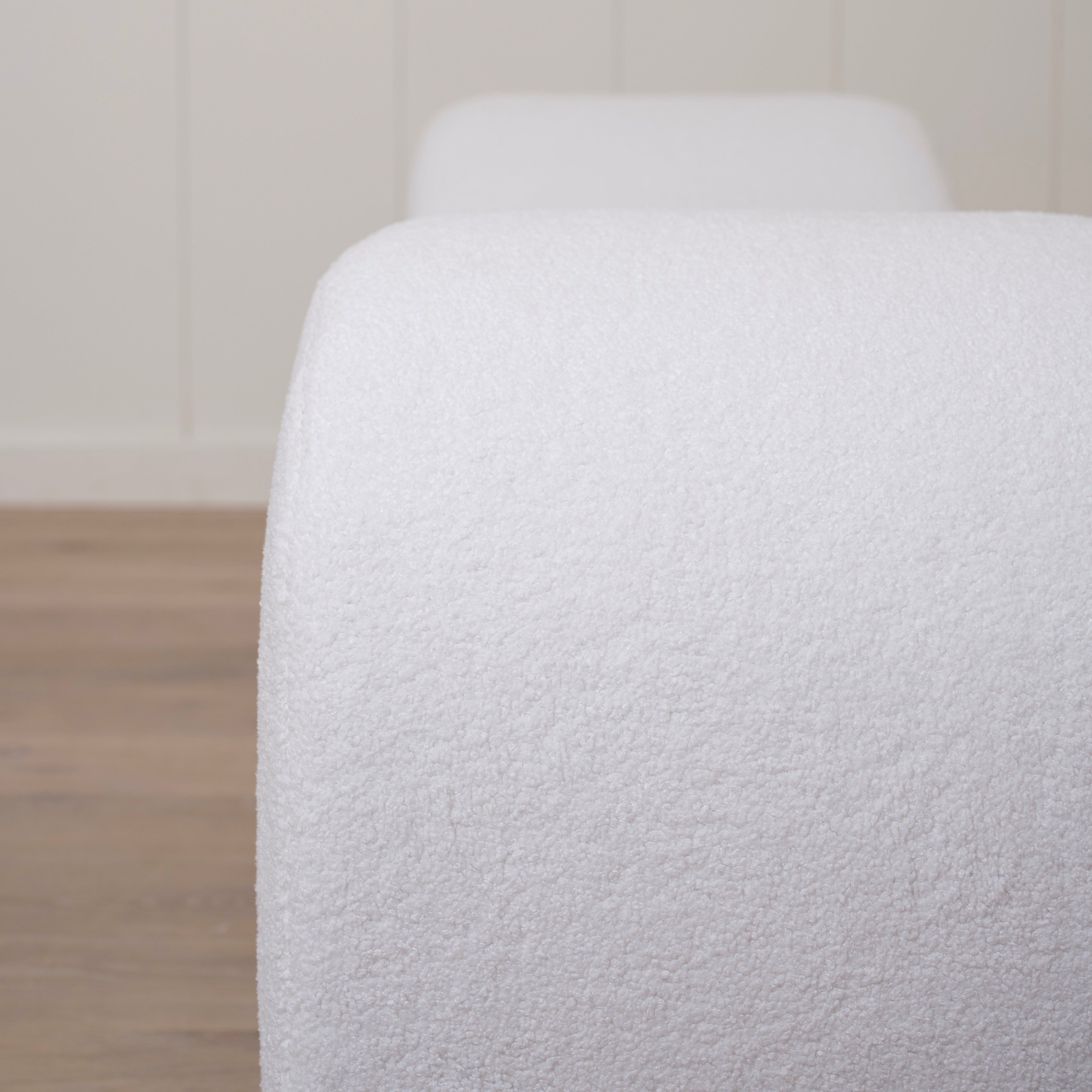 As Shown: 73"L x 20"D x 23"H | Style: Upholstered | Fabric: Peak White | Finish: Bran