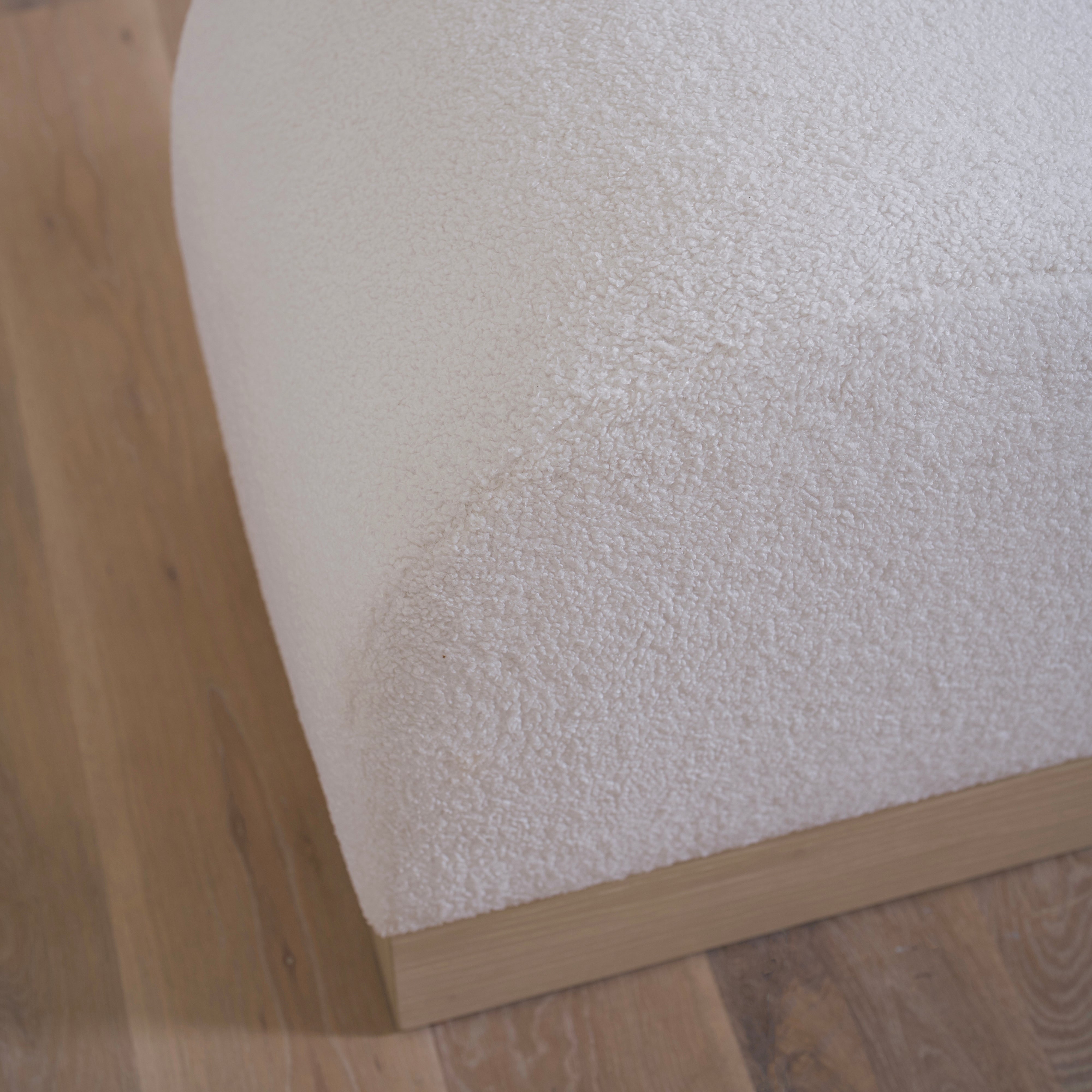 As Shown: 73"L x 20"D x 23"H | Style: Upholstered | Fabric: Peak White | Finish: Bran
