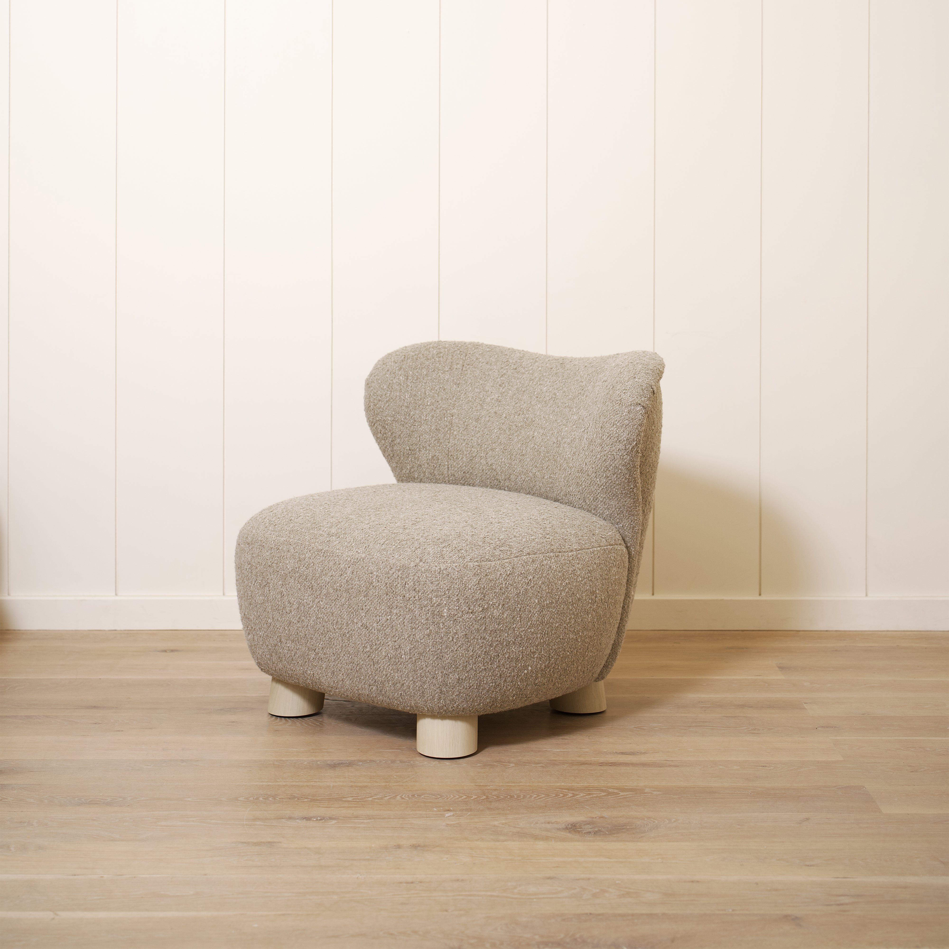 As Shown: 34"L x 35"D x 32"H | Style: Upholstered | Fabric: Berber Shale | Base: Legs | Finish: Sand