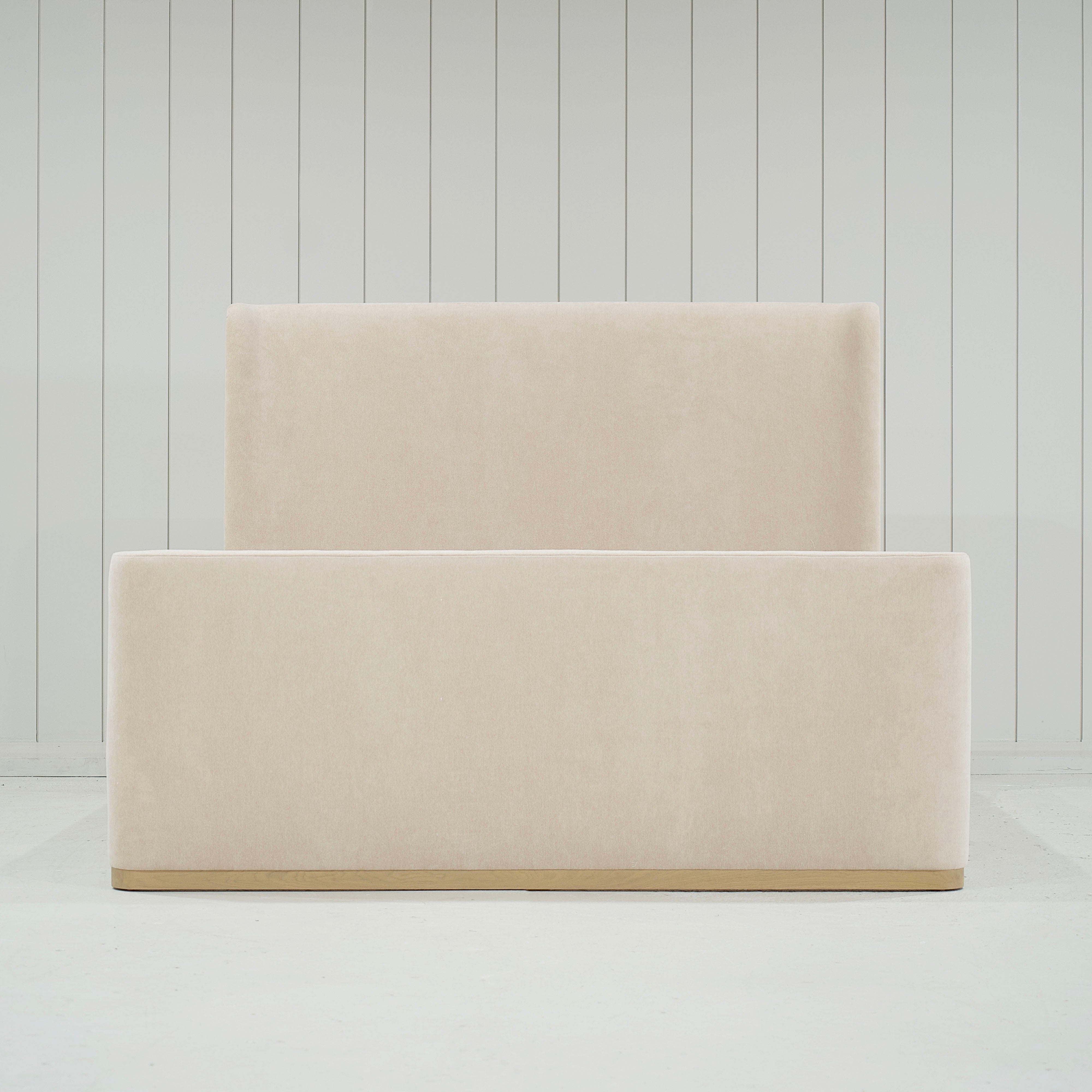 As Shown: in COM, oak base finished Mint White Natural.