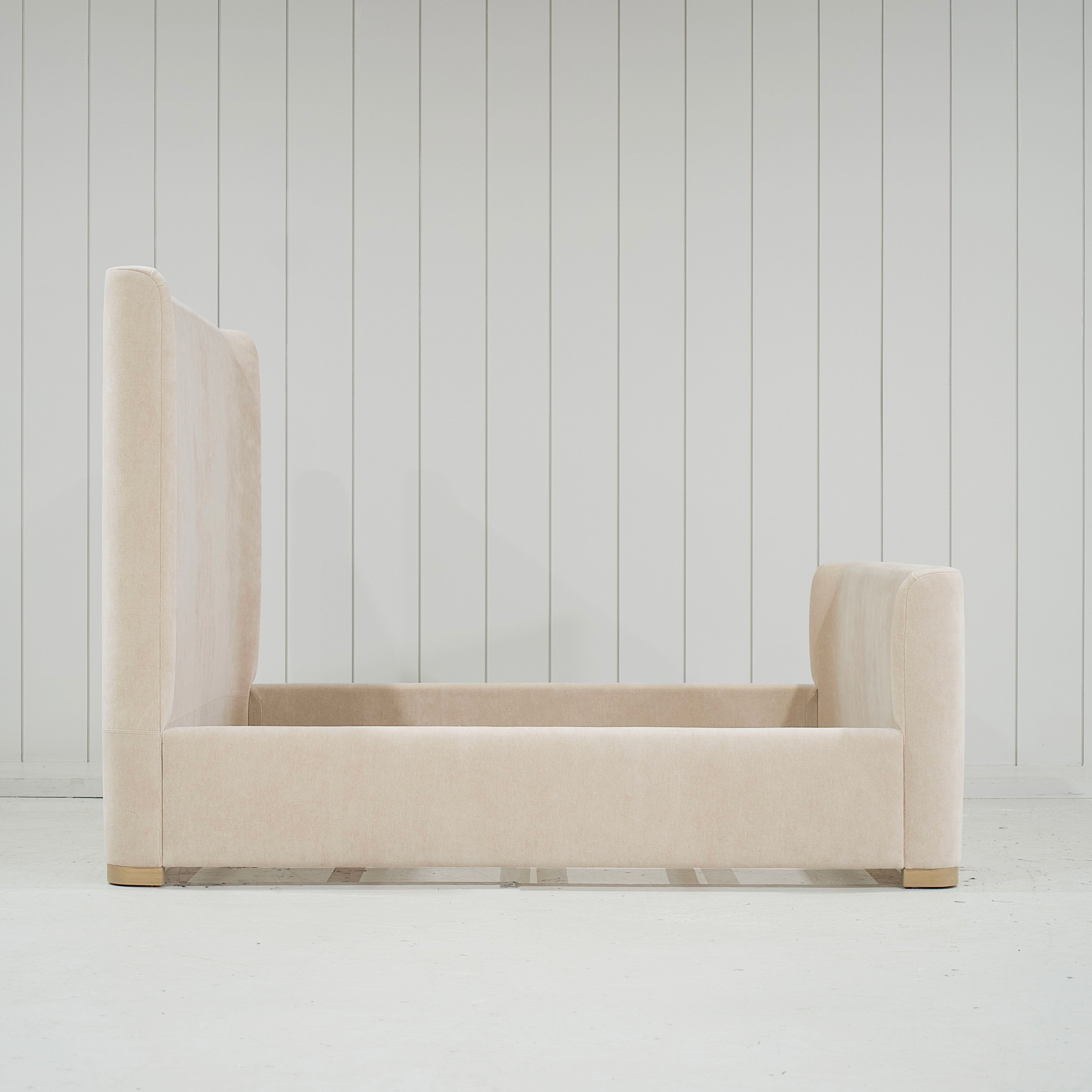 As Shown: in COM, oak base finished Mint White Natural.