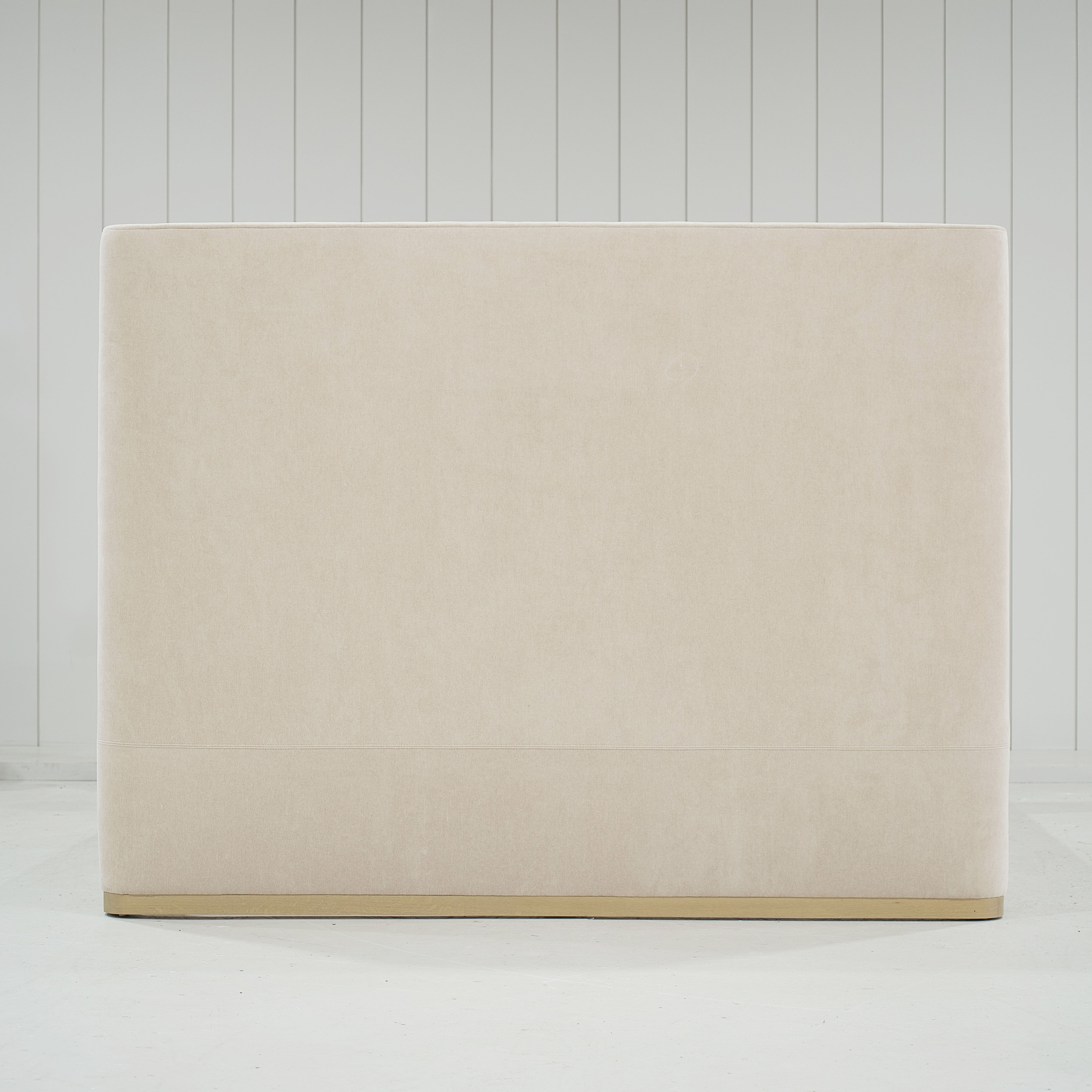 As Shown: in COM, oak base finished Mint White Natural.