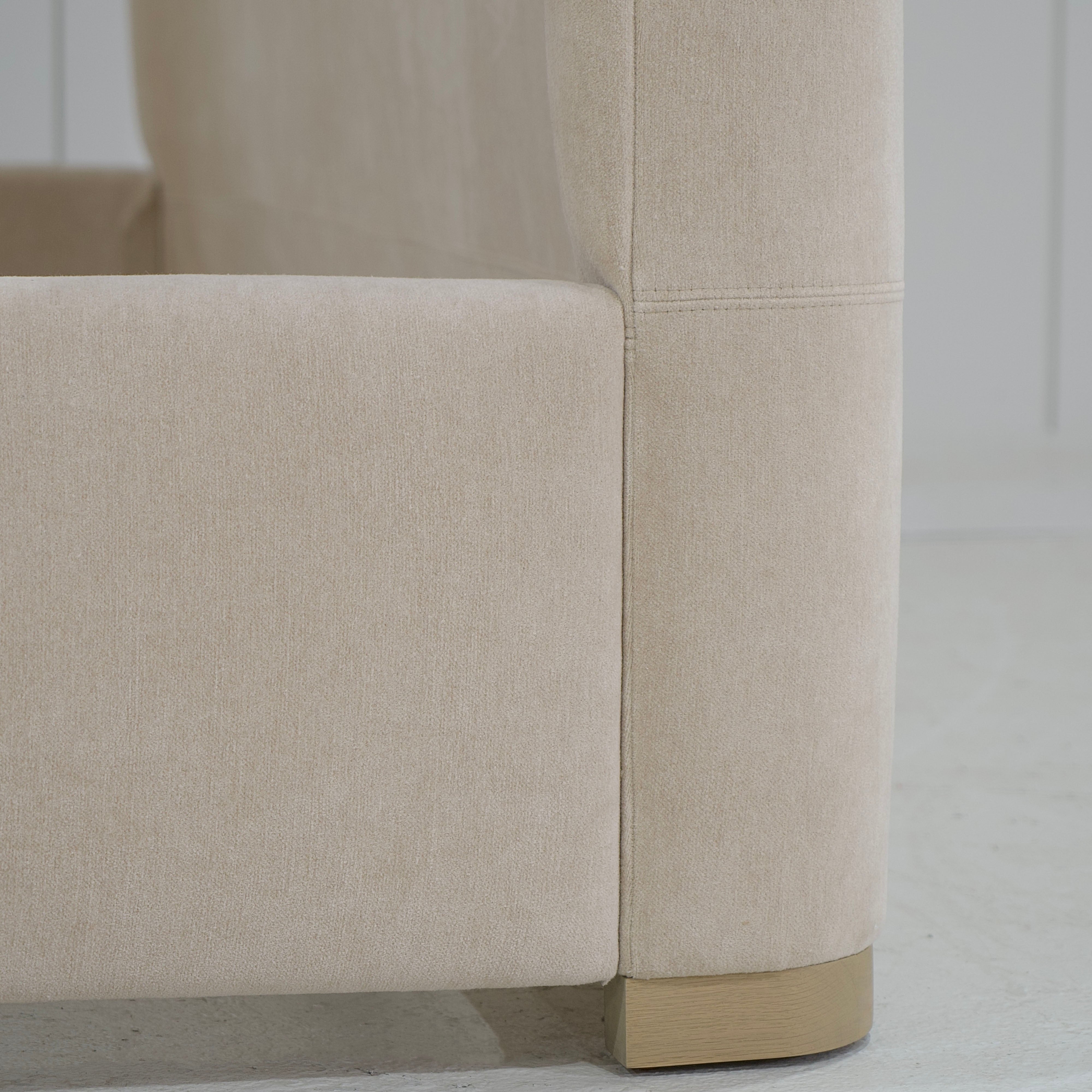 As Shown: in COM, oak base finished Mint White Natural.