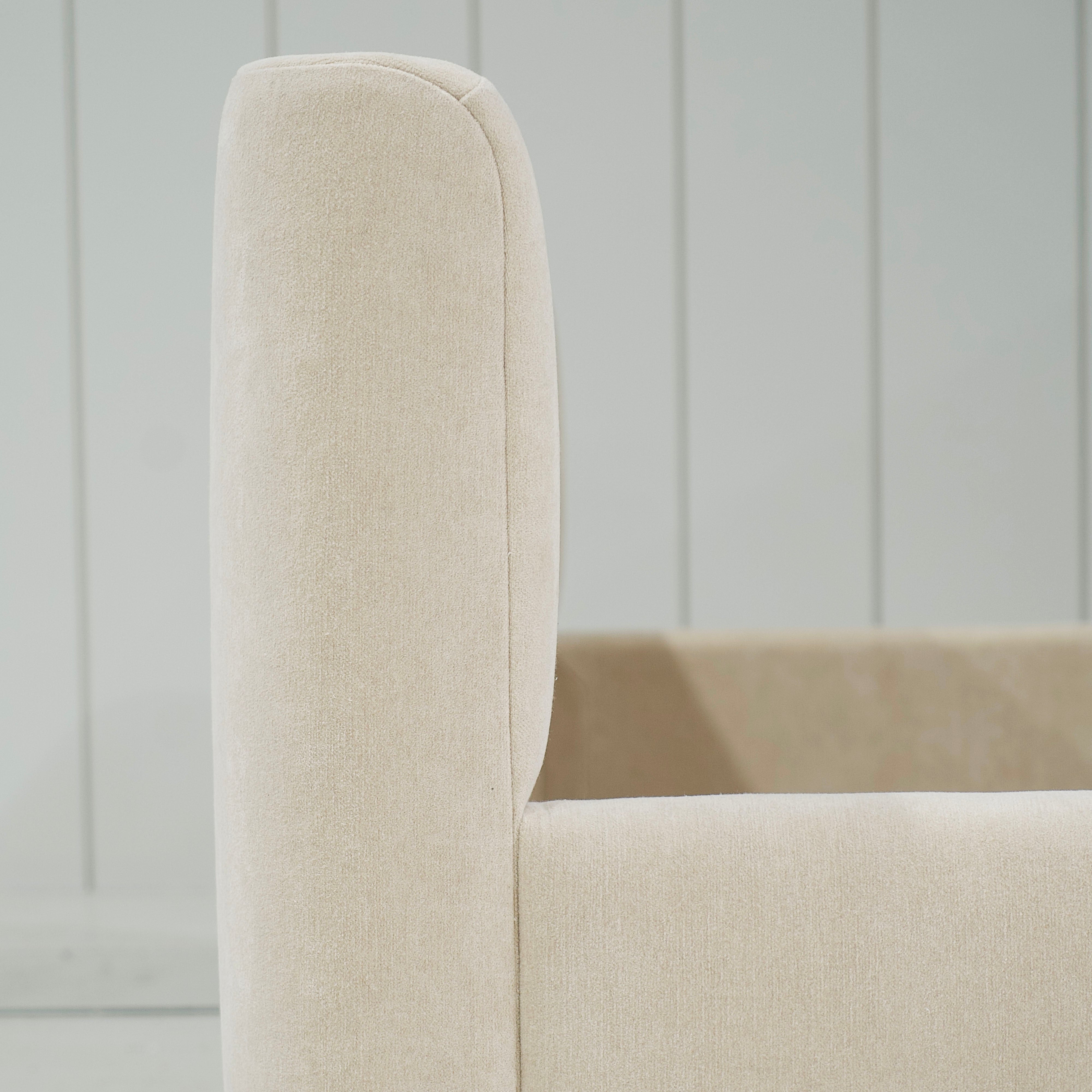 As Shown: in COM, oak base finished Mint White Natural.