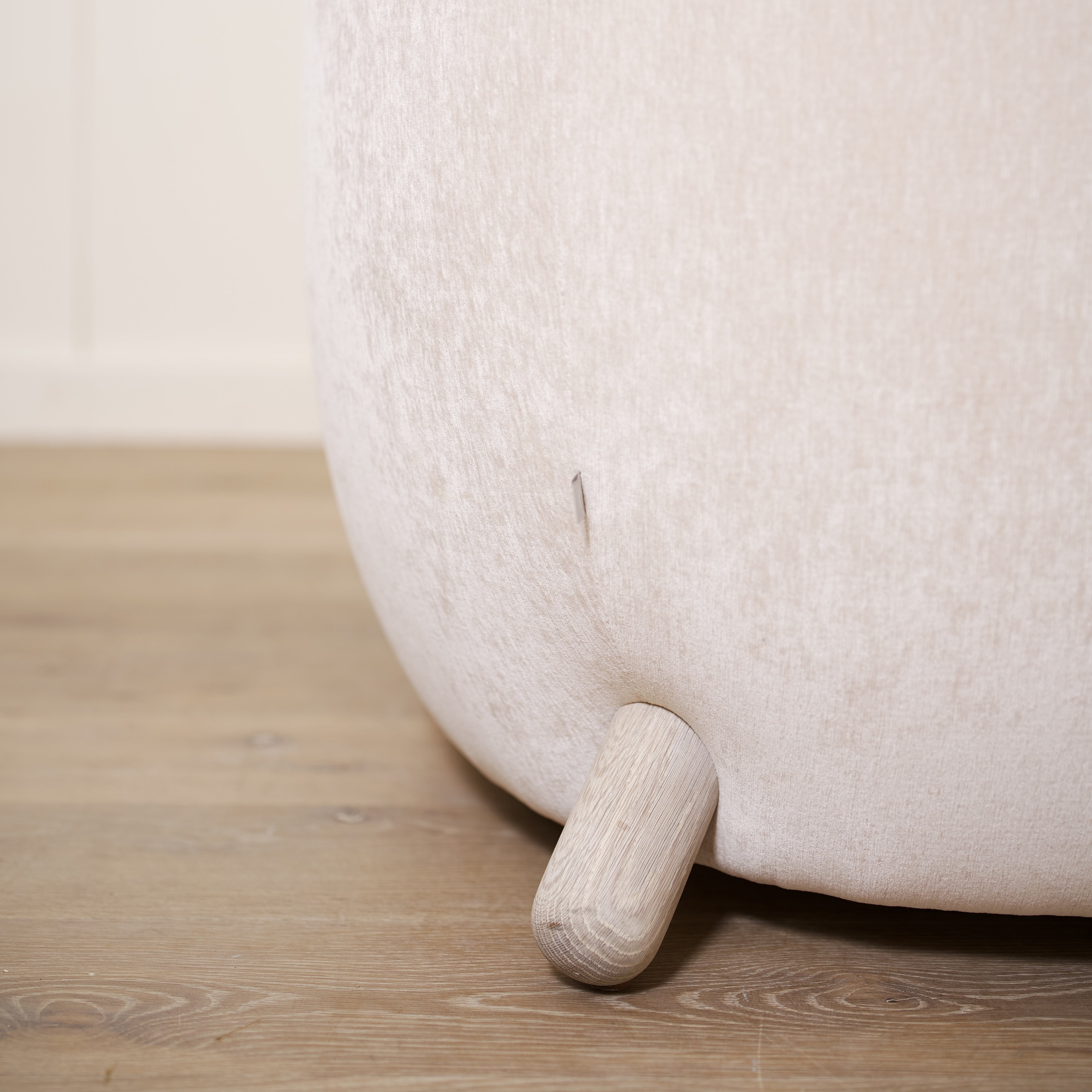 As Shown: in Lincoln Steam with oak legs stained in custom finish.