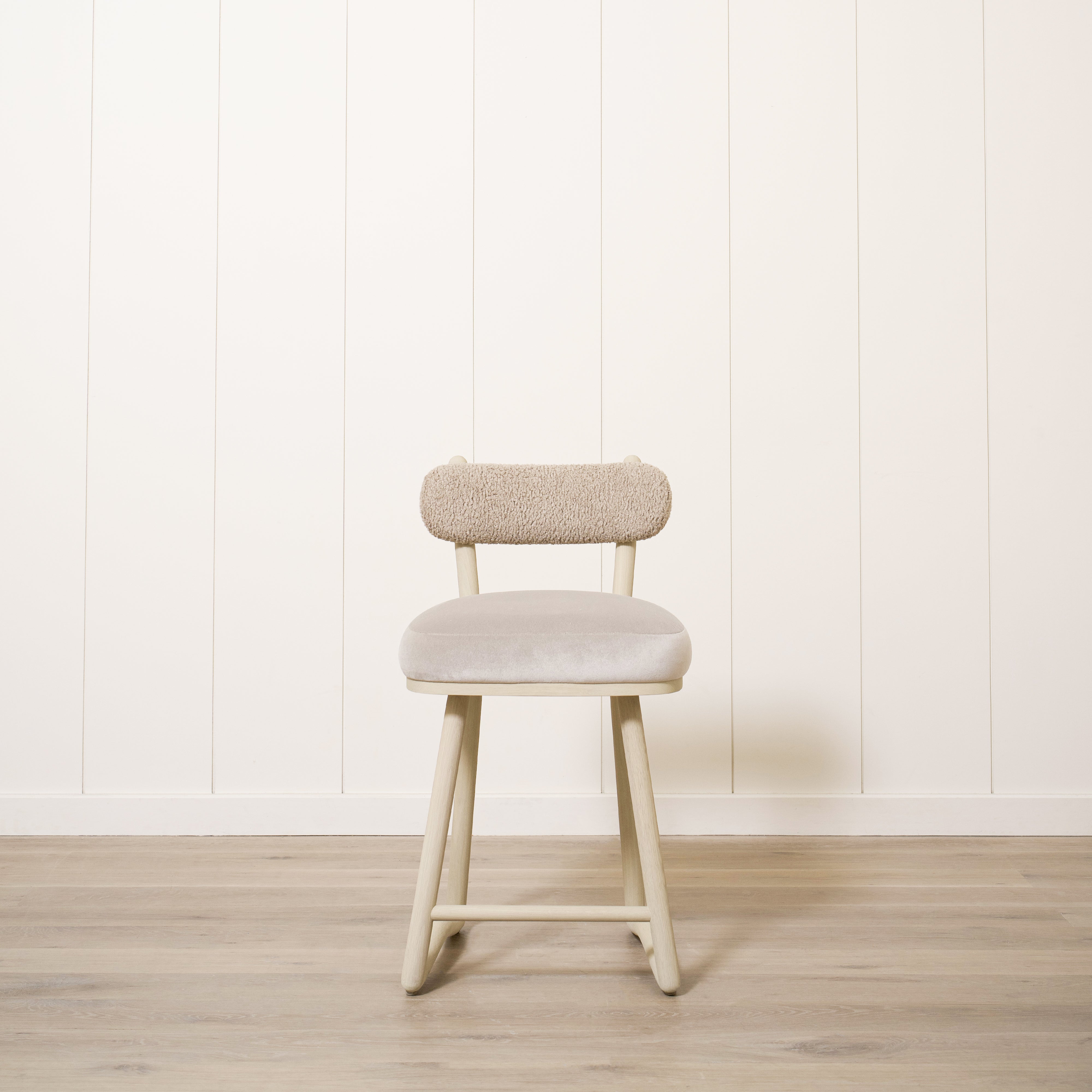 As Shown: 19"L x 21"D x 33"H | Style: Upholstered | Fabric: Sheepskin Toast Sky Linen Seat | Finish: Sand