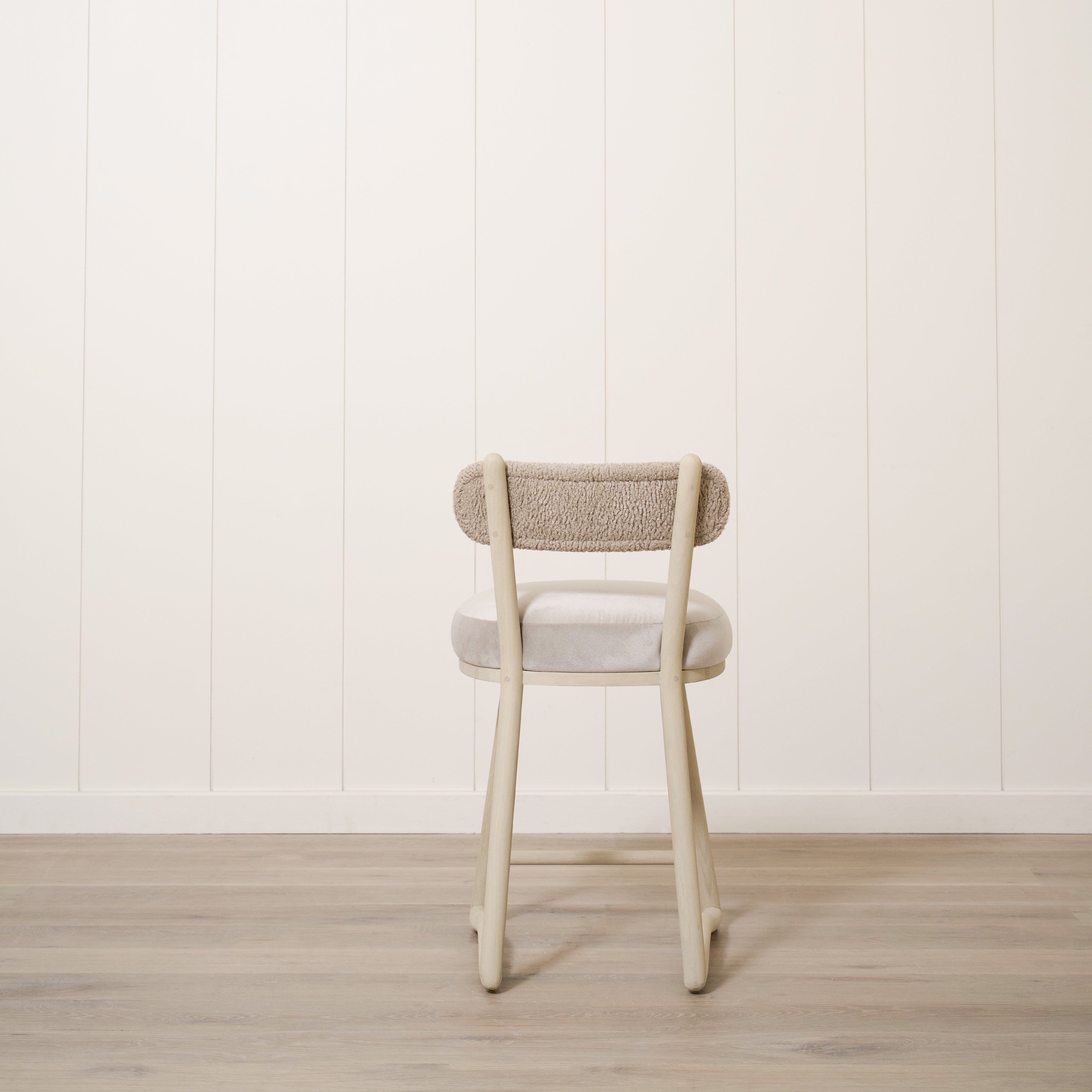 As Shown: 19"L x 21"D x 33"H | Style: Upholstered | Fabric: Sheepskin Toast Sky Linen Seat | Finish: Sand