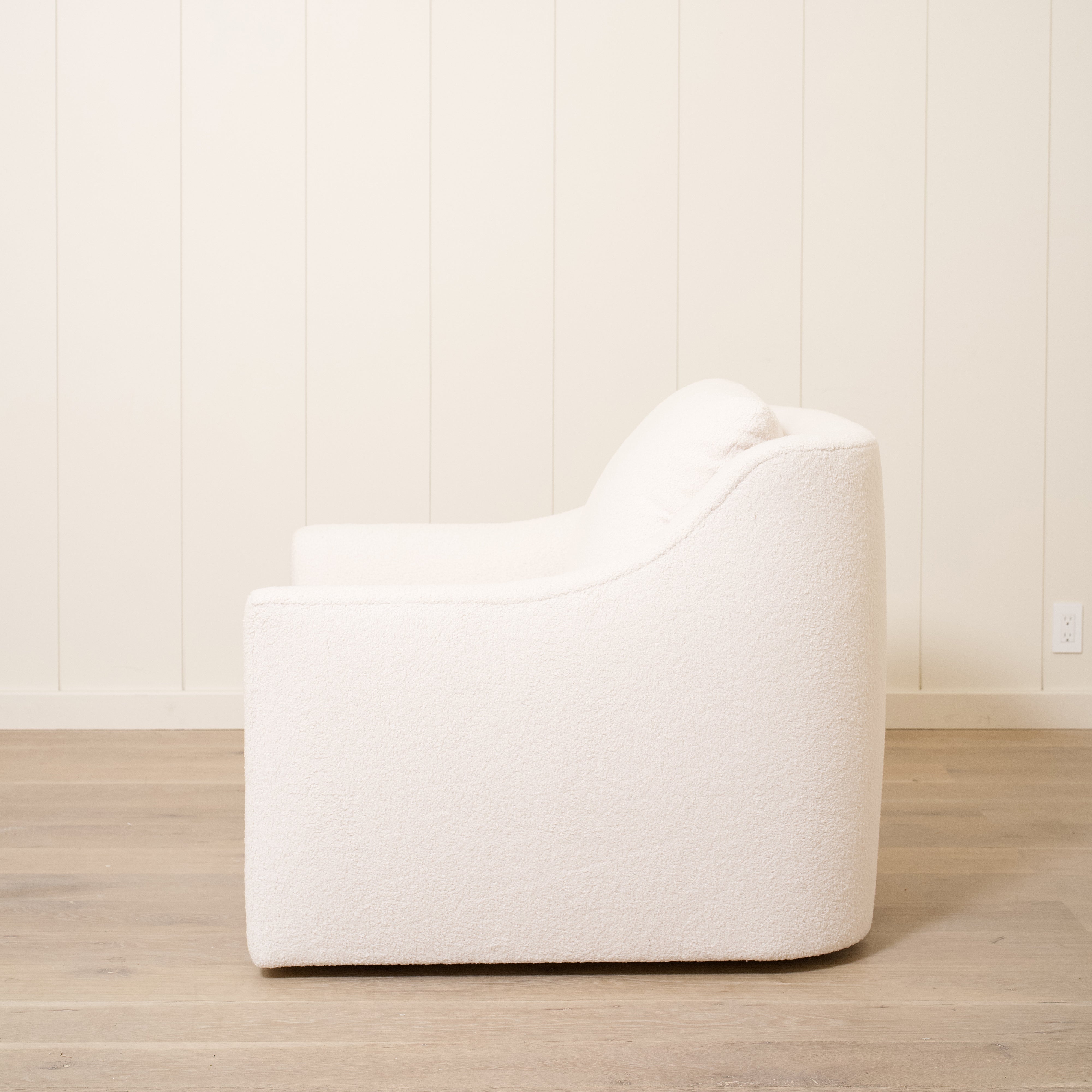 As Shown: 35"L x 39"D x 33"H | Style: Upholstered | Fabric: Peak Ivory | Base: Swivel | Finish: N/A