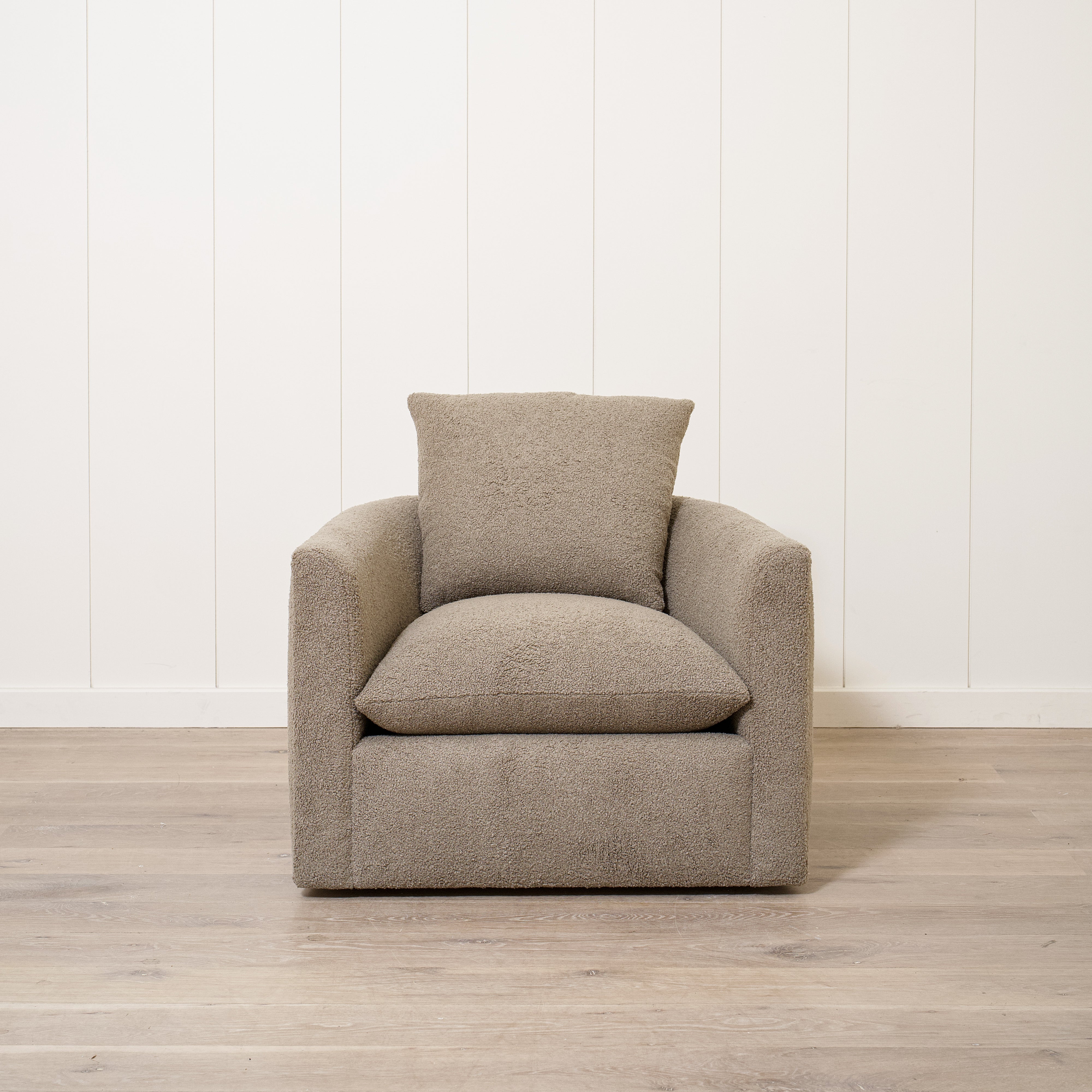 As Shown in Upholstered Peak Cocoa