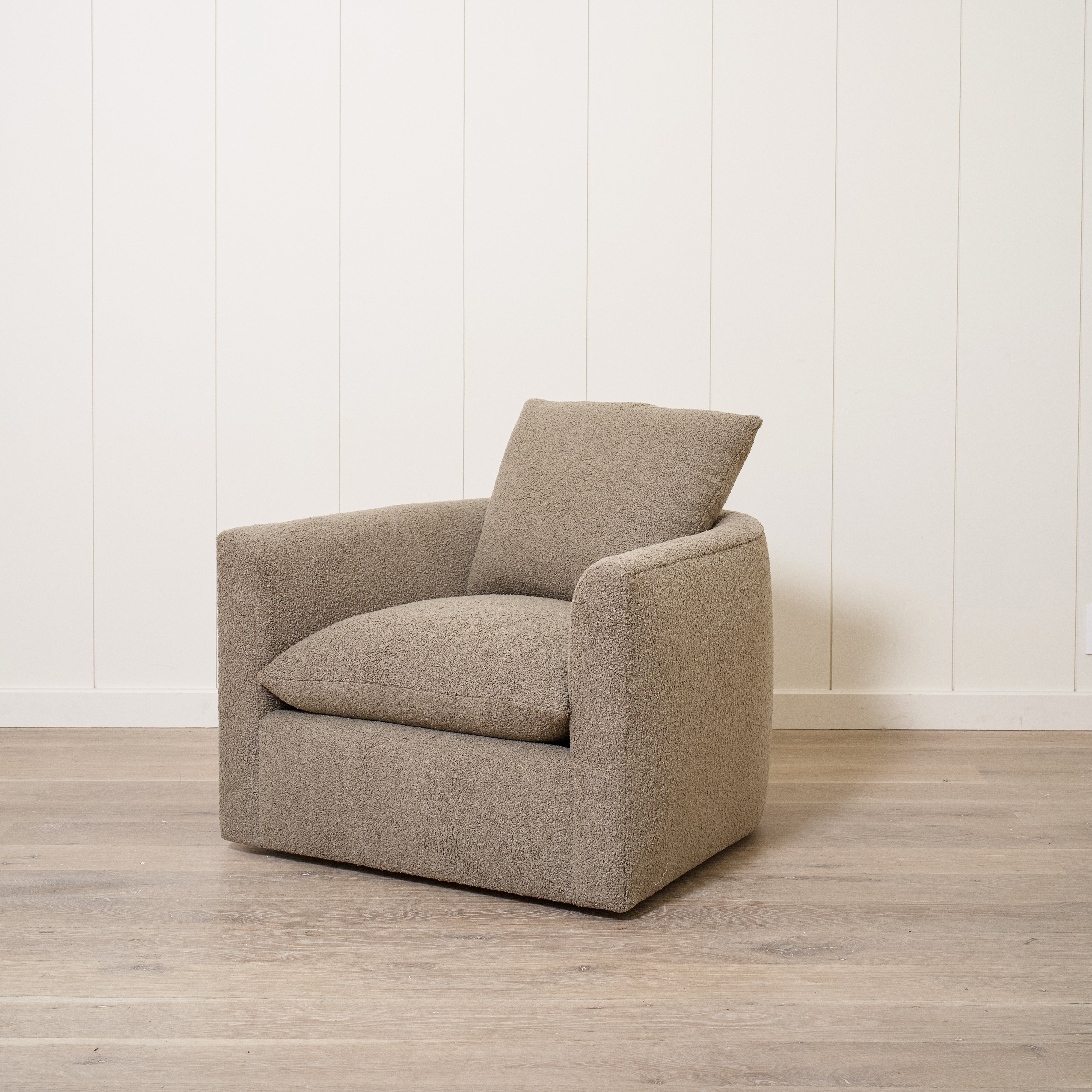 As Shown in Upholstered Peak Cocoa