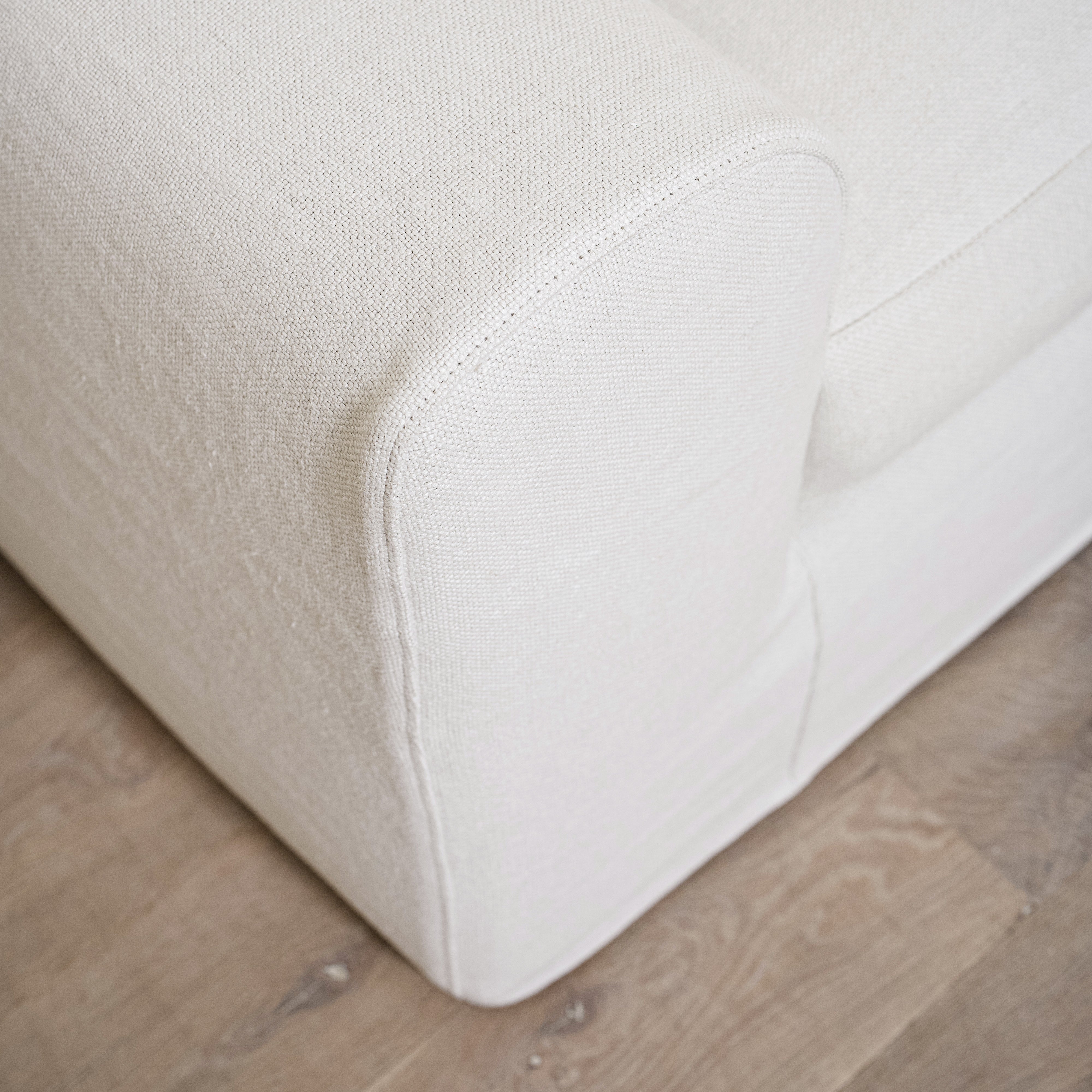 As Shown: Two Back Cushions Configuration, Slipcovered Frame Natural