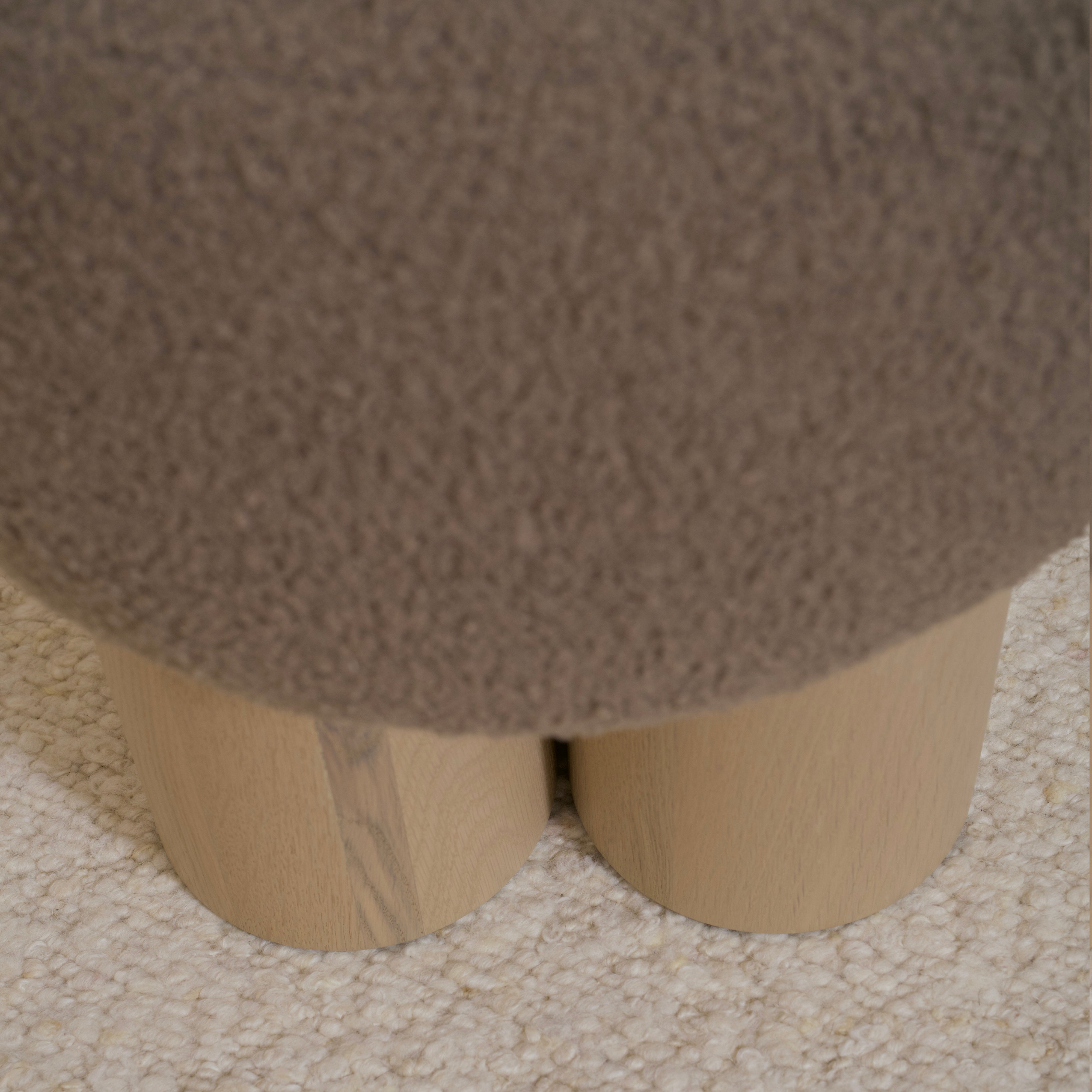 As Shown: 17"Dia x 18.5"H | Fabric: Peak Cocoa | Material: Solid & Engineered Oak | Finish: Sand