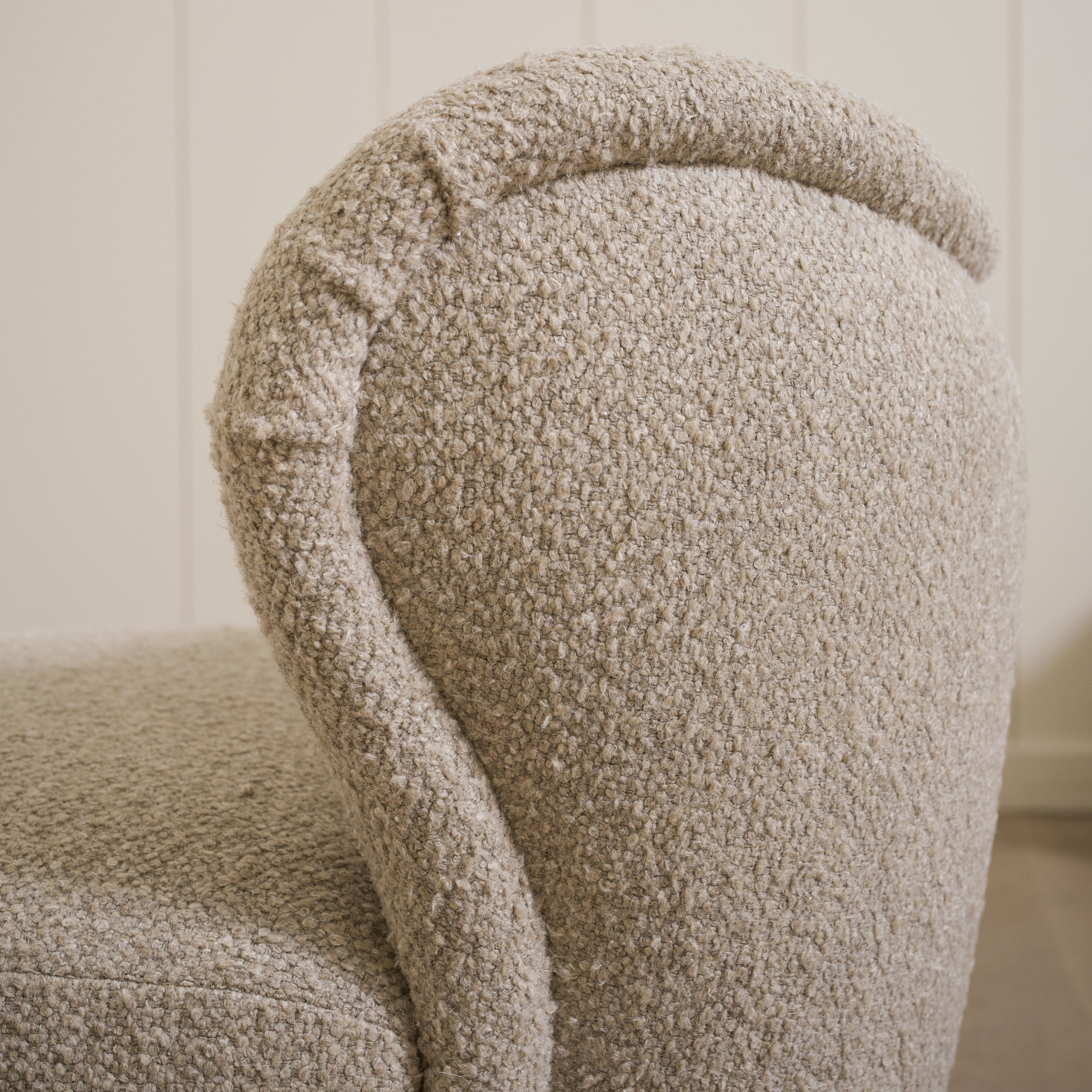 As Shown: 28"L x 29"D x 32.5"H | Style: Upholstered | Fabric: Berber Taupe | Finish: Sand