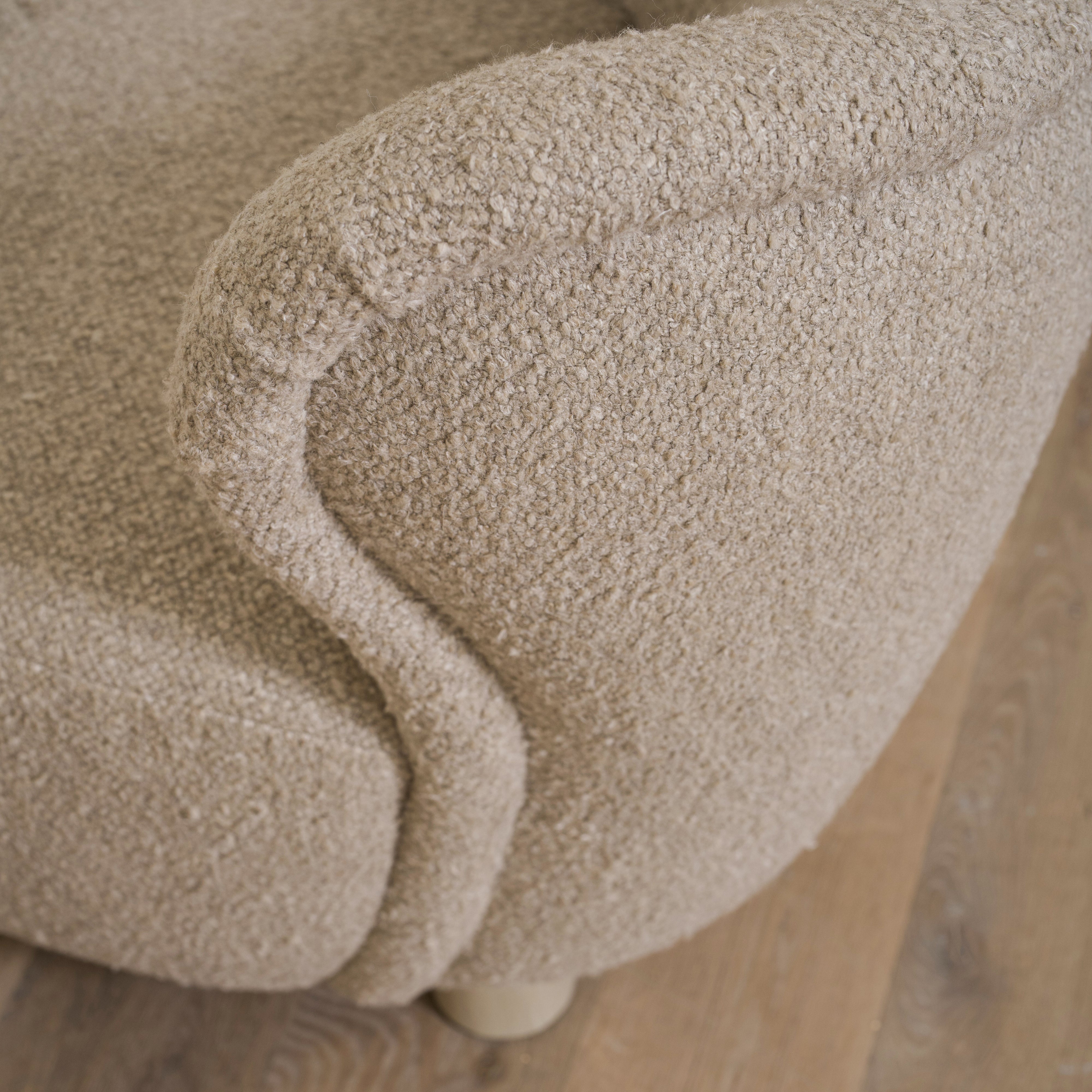 As Shown: 28"L x 29"D x 32.5"H | Style: Upholstered | Fabric: Berber Taupe | Finish: Sand