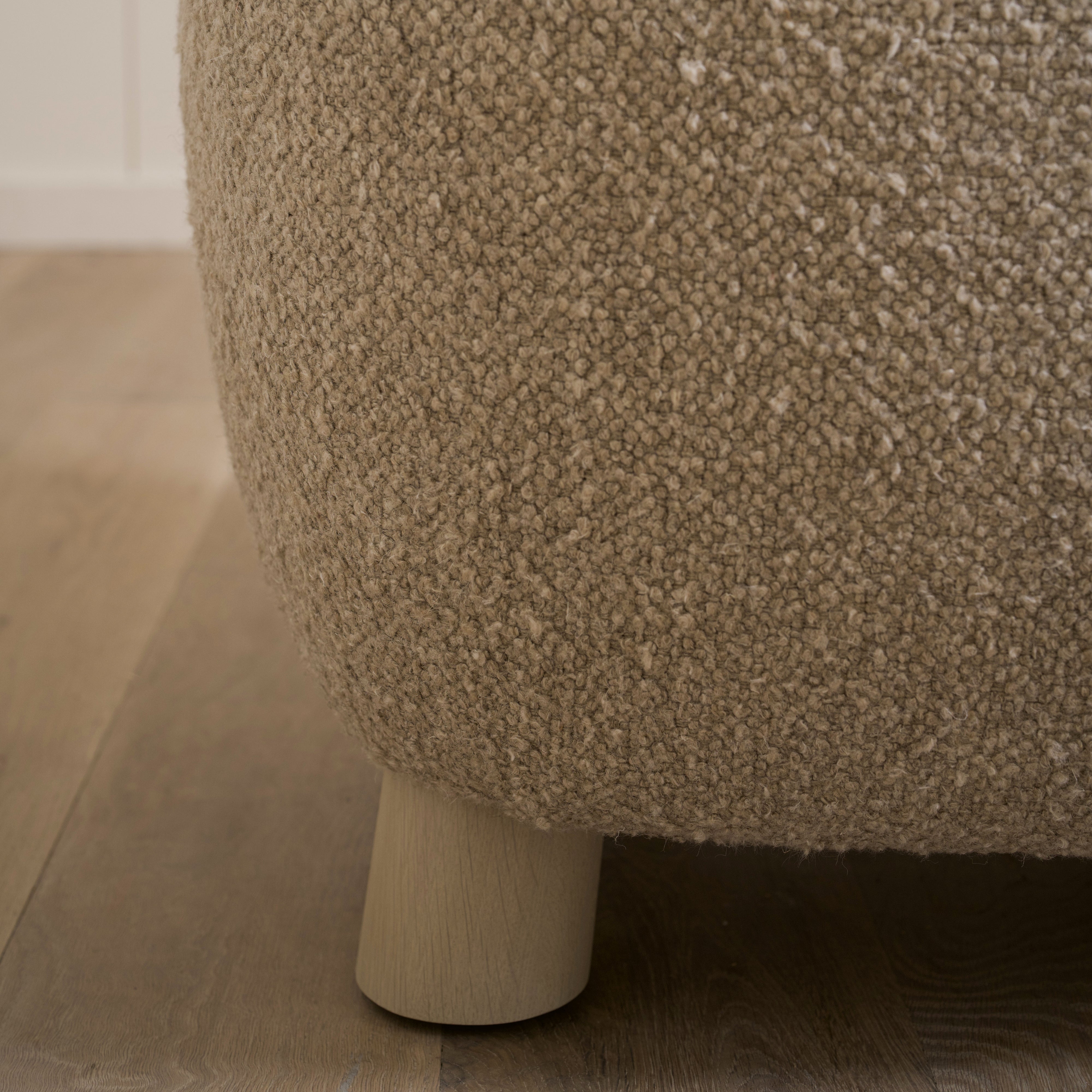 As Shown: 28"L x 29"D x 32.5"H | Style: Upholstered | Fabric: Berber Taupe | Finish: Sand