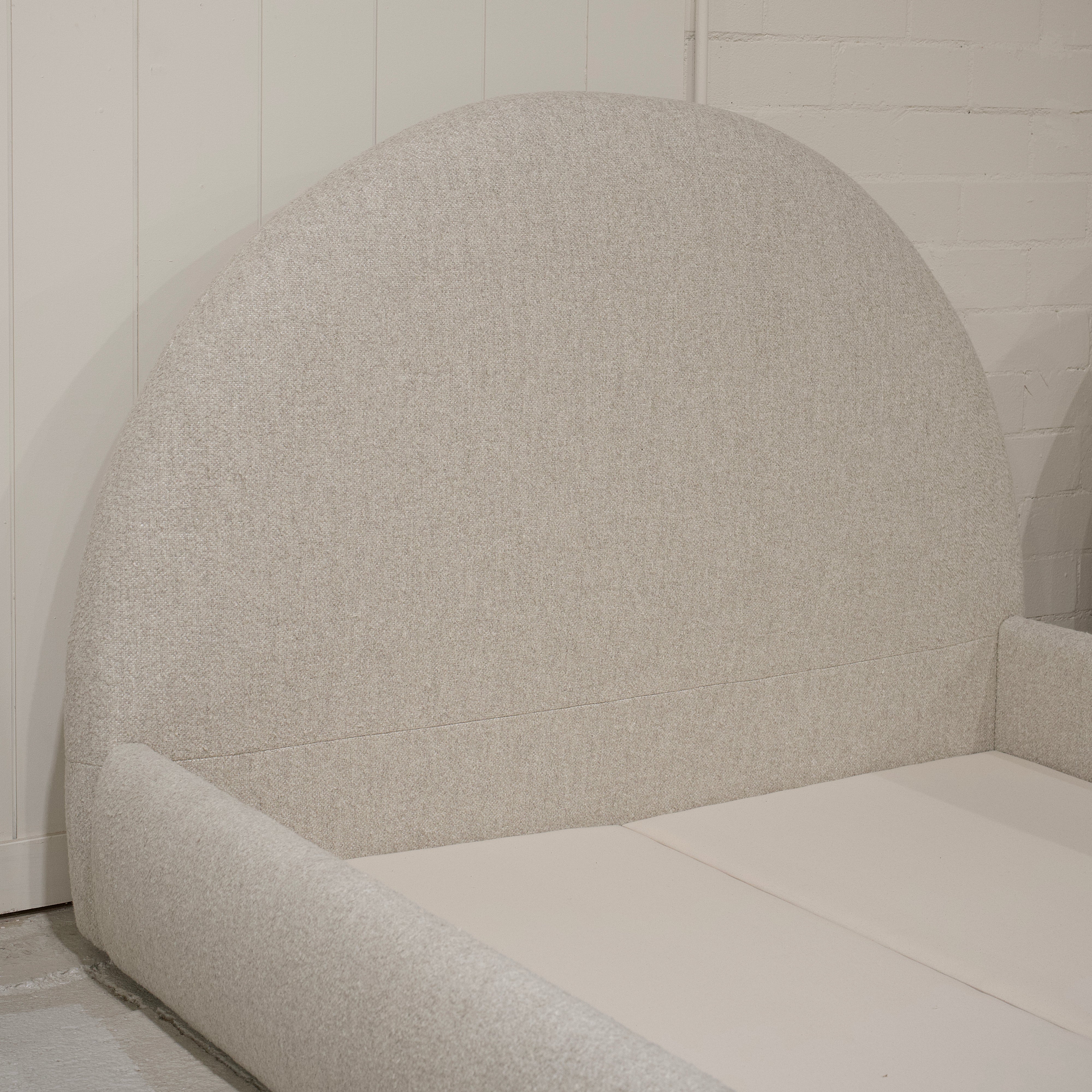 As Shown: King | Style: Upholstered | Fabric: Berber Linen | Finish: N/A