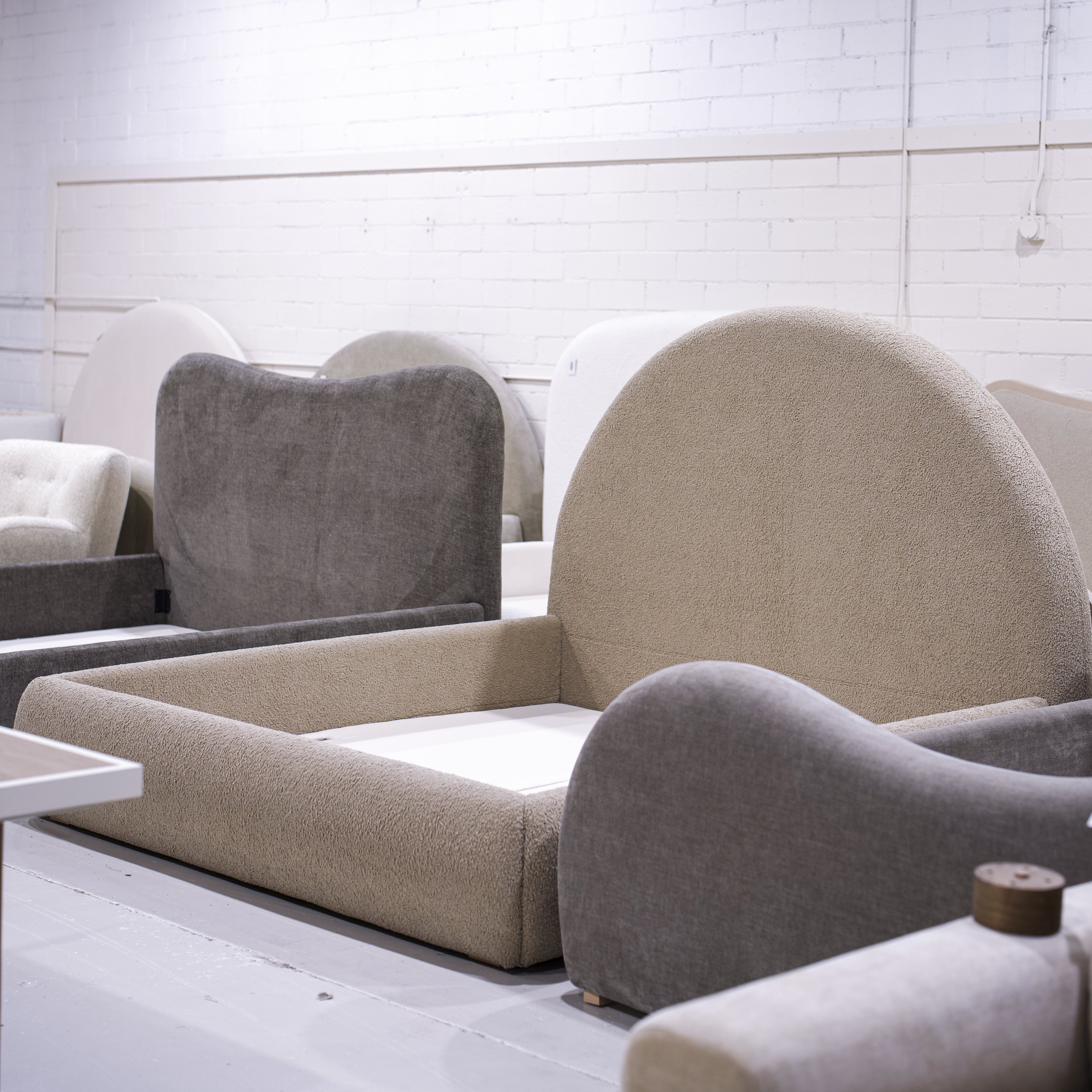 As Shown: King | Style: Upholstered | Fabric: Sheepskin Toast | Finish: N/A