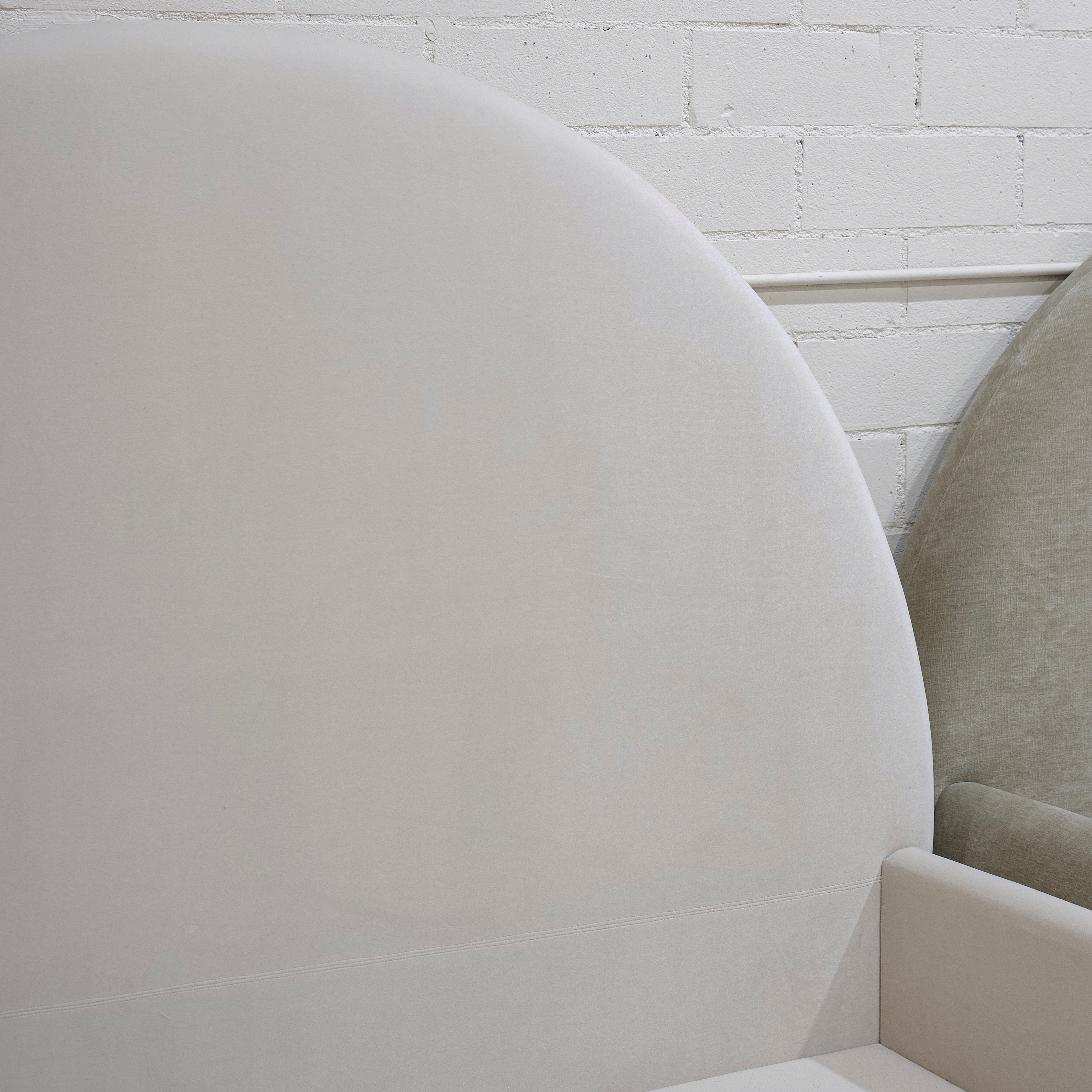 As Shown: King | Style: Upholstered | Fabric: Sky Natural | Finish: N/A