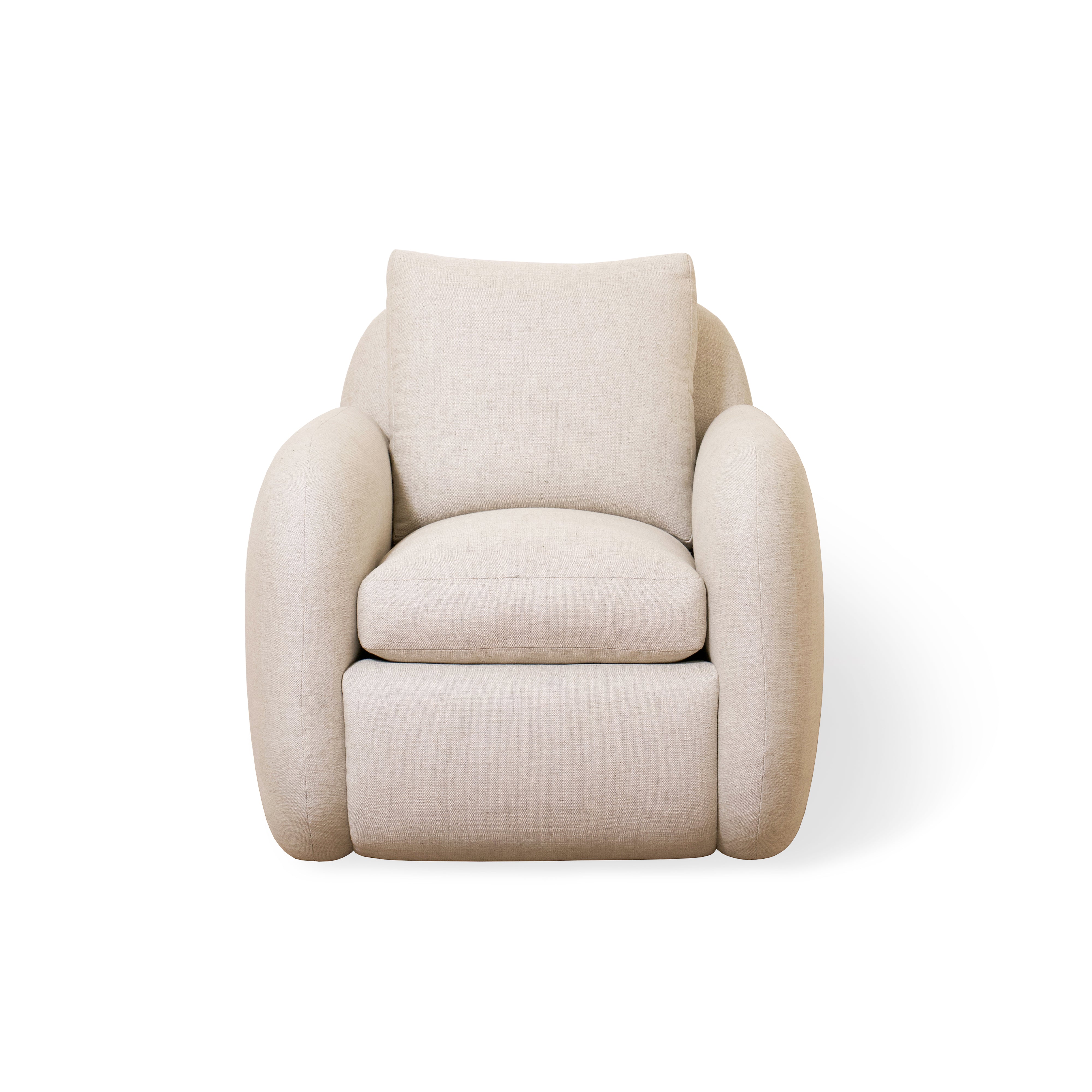 As Shown Upholstered in Aspyn Oatmeal, Swivel