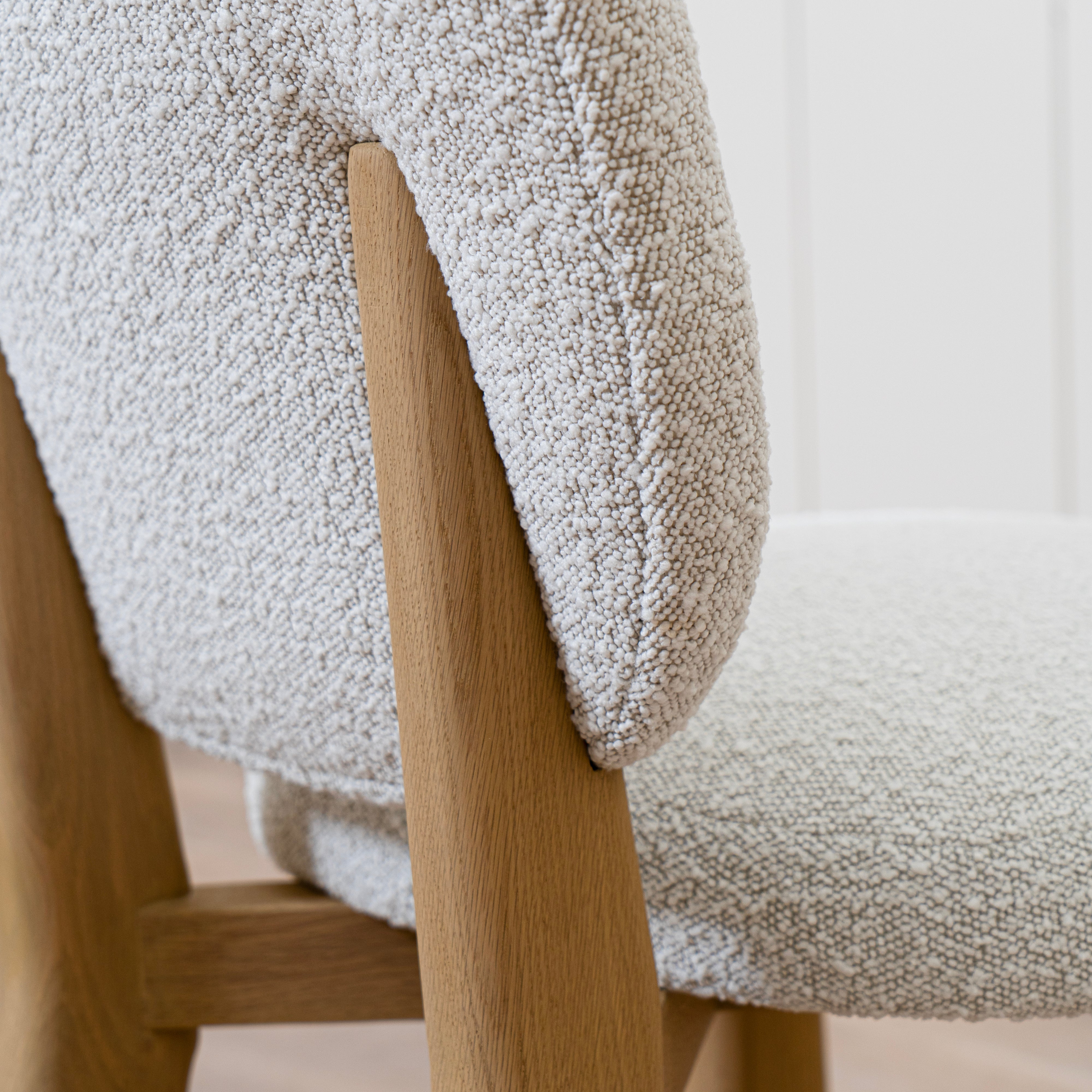 As Shown: 18"L x 21"D x 34.5"H | Style: Upholstered | Fabric: Nala Linen | Finish: Smoke (Discontinued)