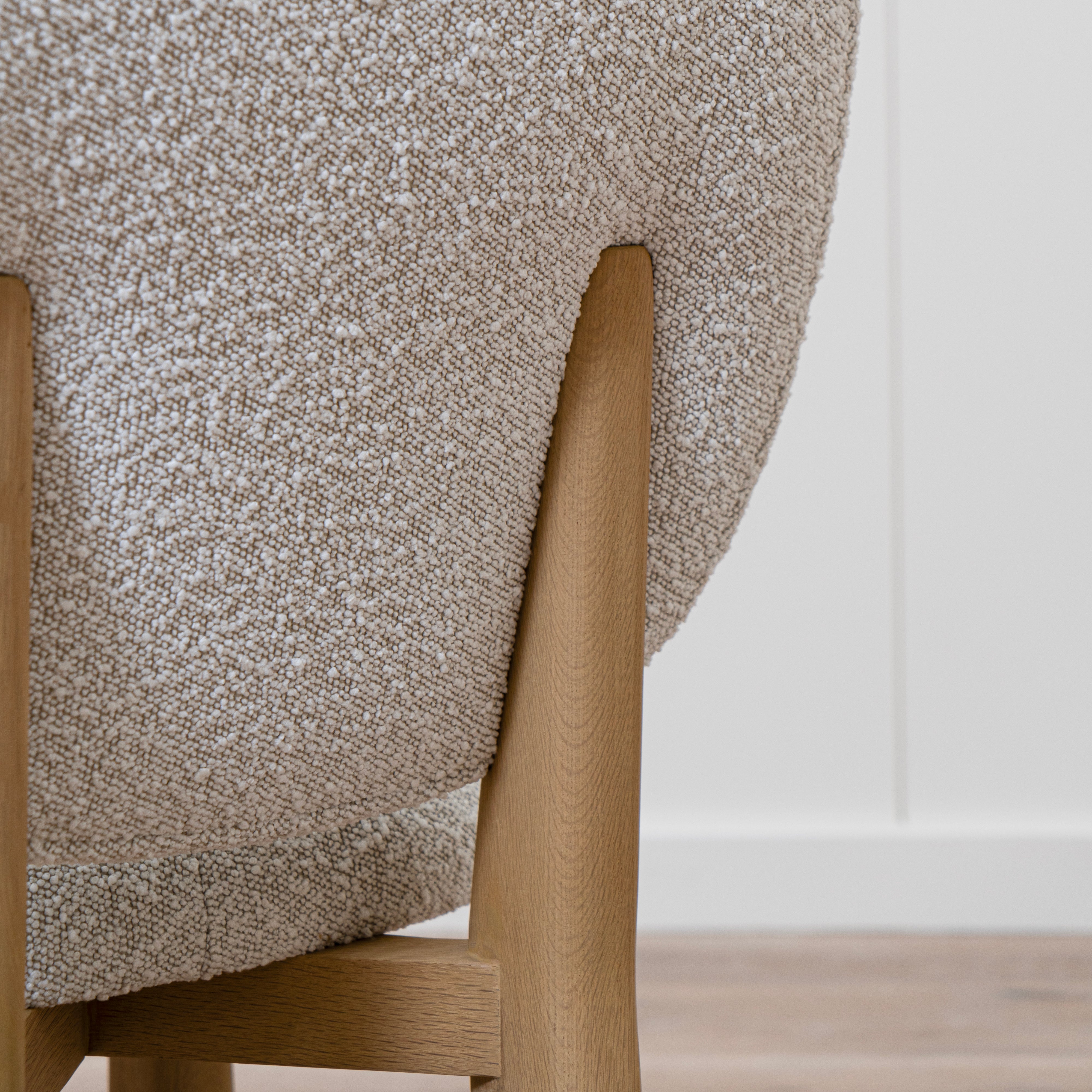 As Shown: 18"W x 21"D x 34.5"H | Style: Upholstered | Fabric: Nala Linen | Finish: Smoke (Discontinued)