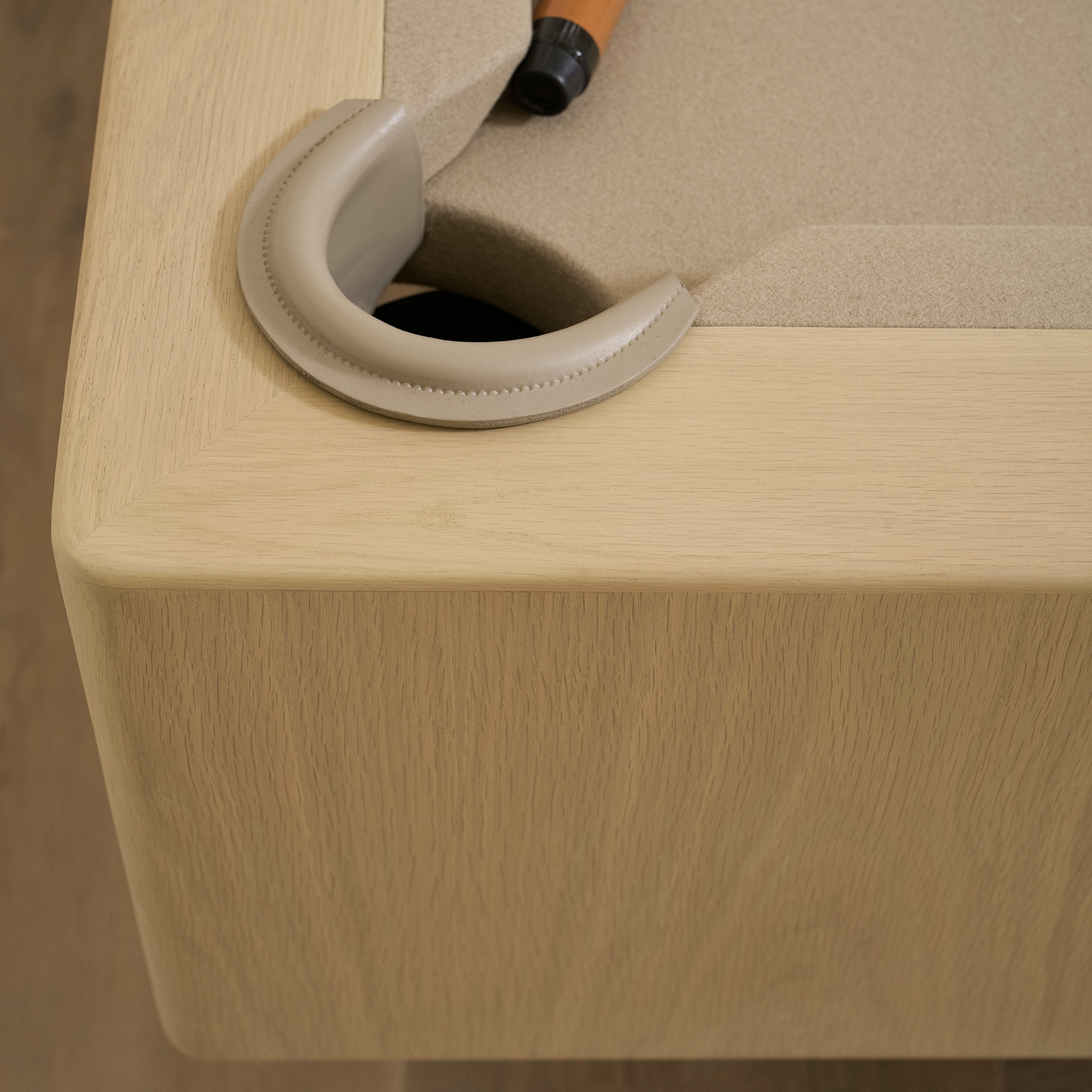 As Shown: 84”L x 65”D x 32.5”H | Felt: Khaki | Pockets: Beige | Finish: Sand