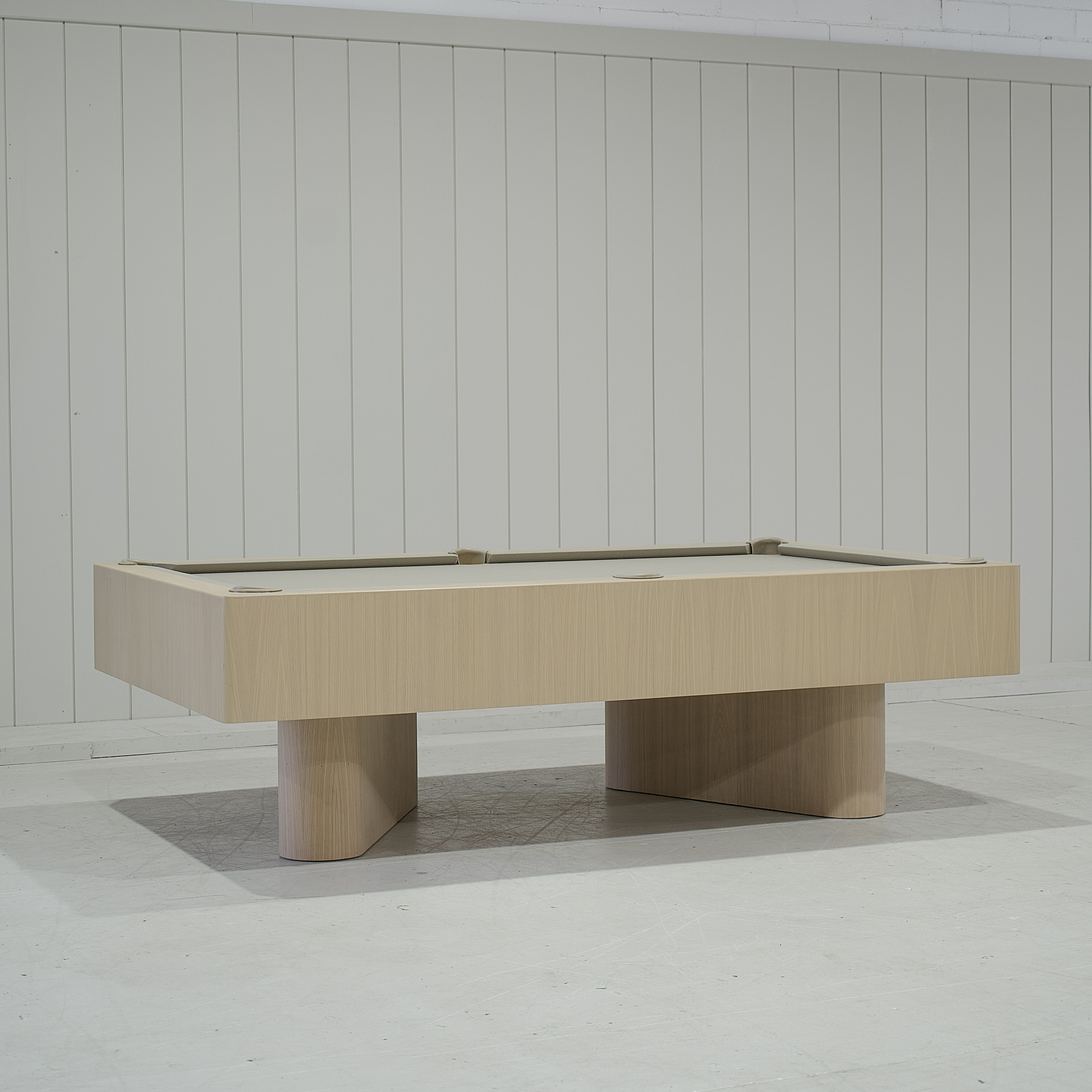 As Shown: 105”L x 62.5”D x 33”H | Material: Solid and Engineered Oak | Finish: Natural & Beige Pockets