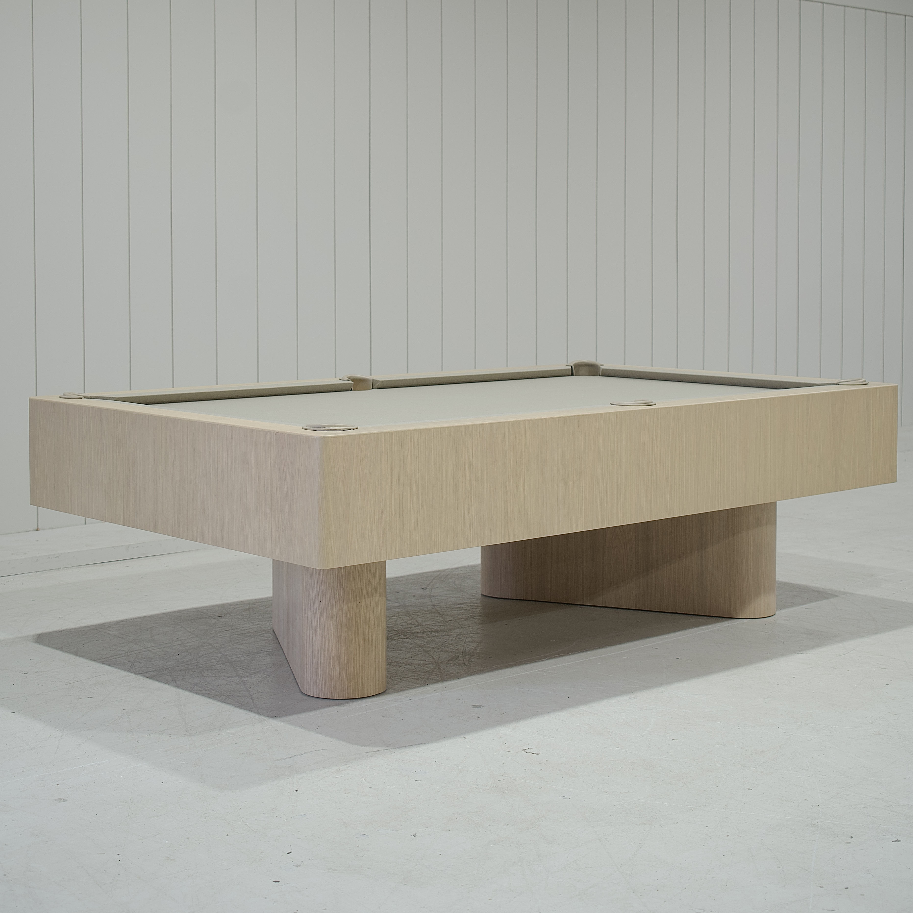 As Shown: 105”L x 62.5”D x 33”H | Material: Solid and Engineered Oak | Finish: Natural & Beige Pockets