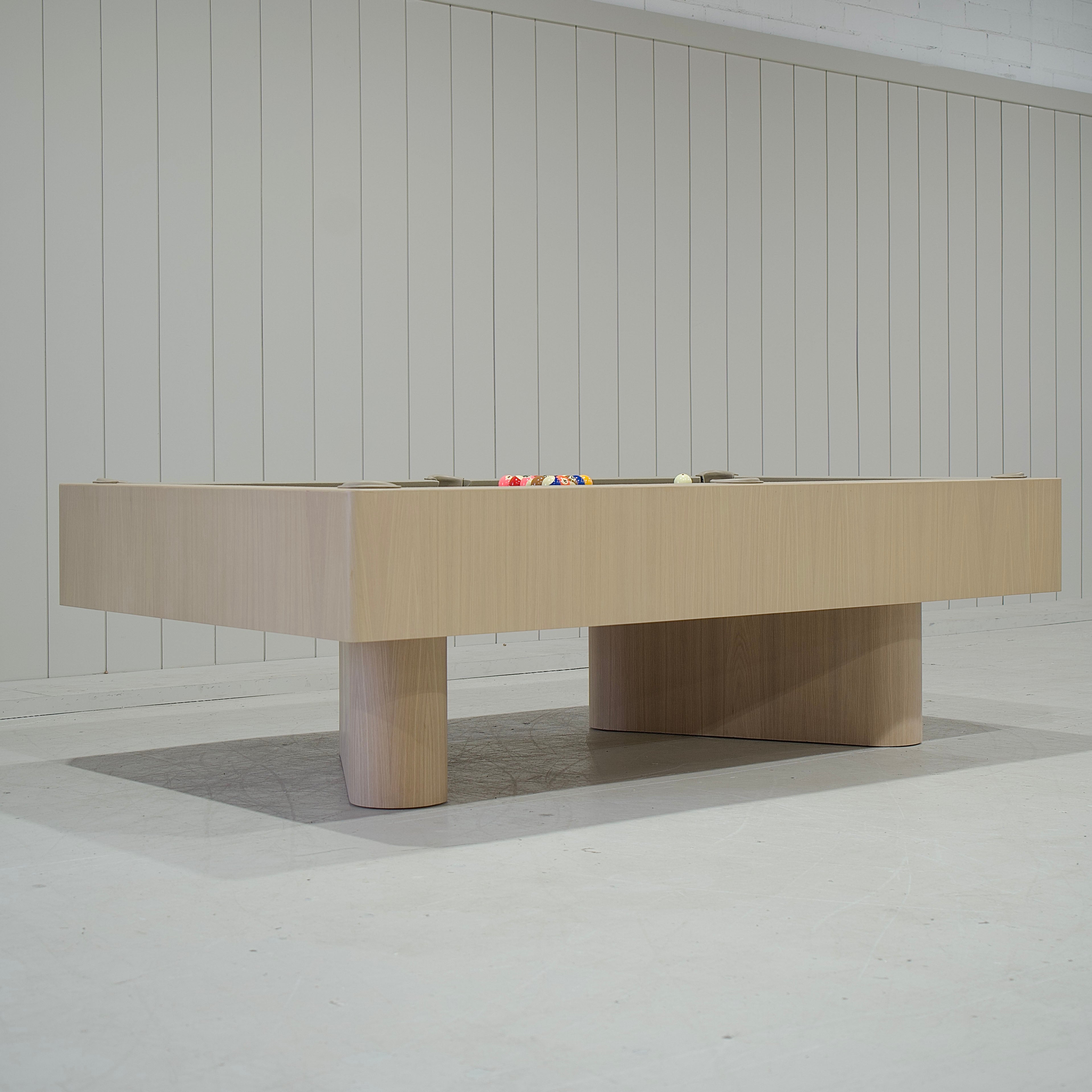 As Shown: 105”L x 62.5”D x 33”H | Material: Solid and Engineered Oak | Finish: Natural & Beige Pockets