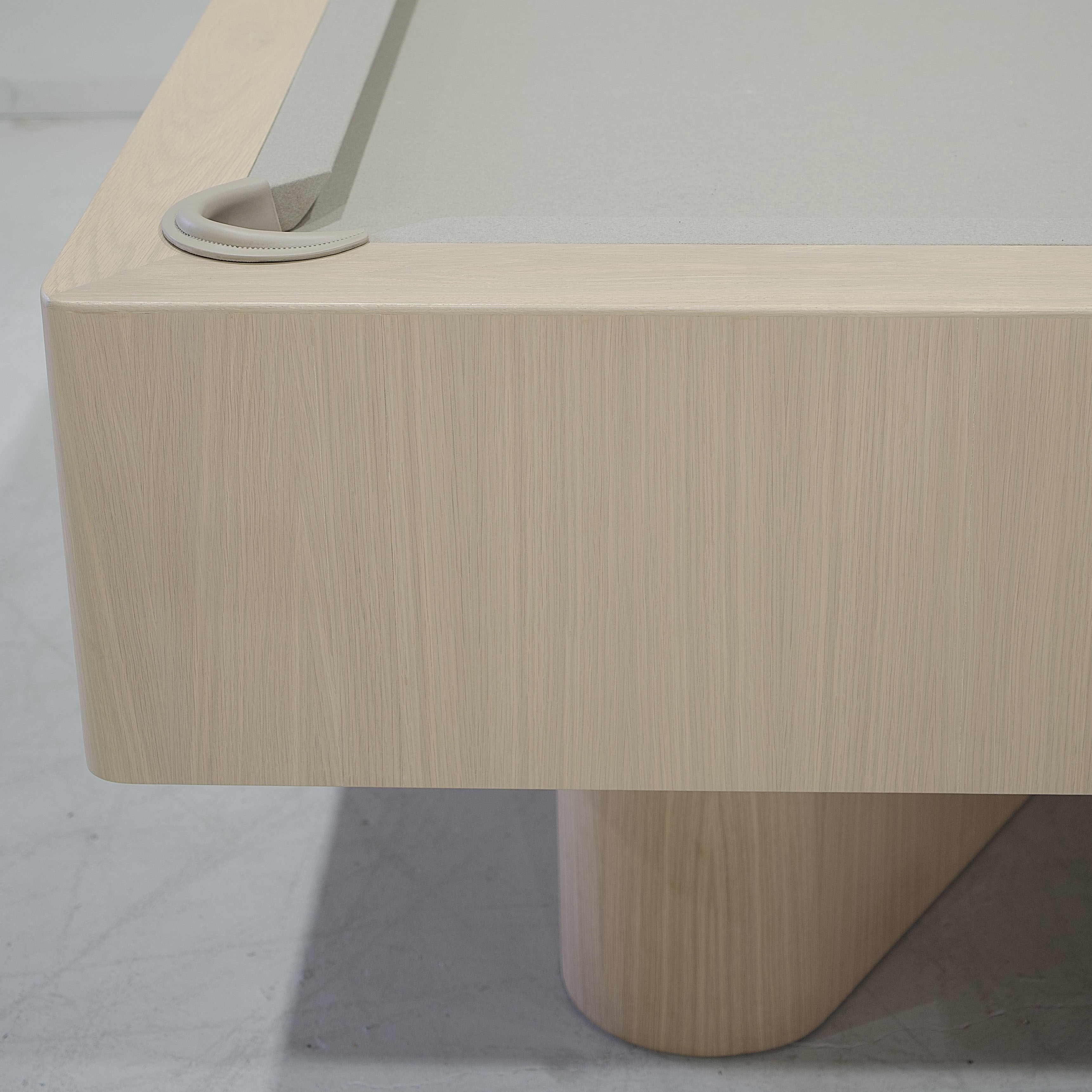 As Shown: 105”L x 62.5”D x 33”H | Material: Solid and Engineered Oak | Finish: Natural & Beige Pockets