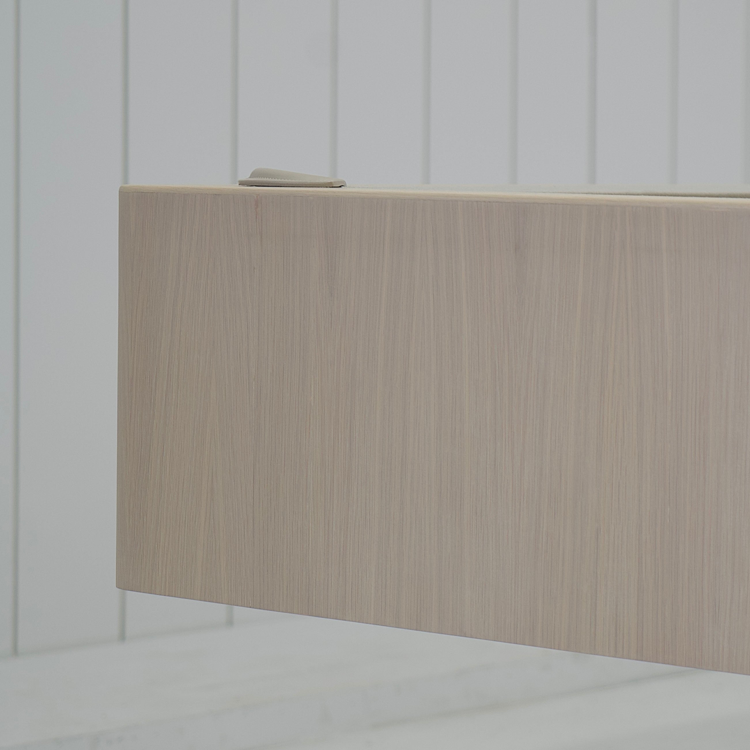 As Shown: 105”L x 62.5”D x 33”H | Material: Solid and Engineered Oak | Finish: Natural & Beige Pockets