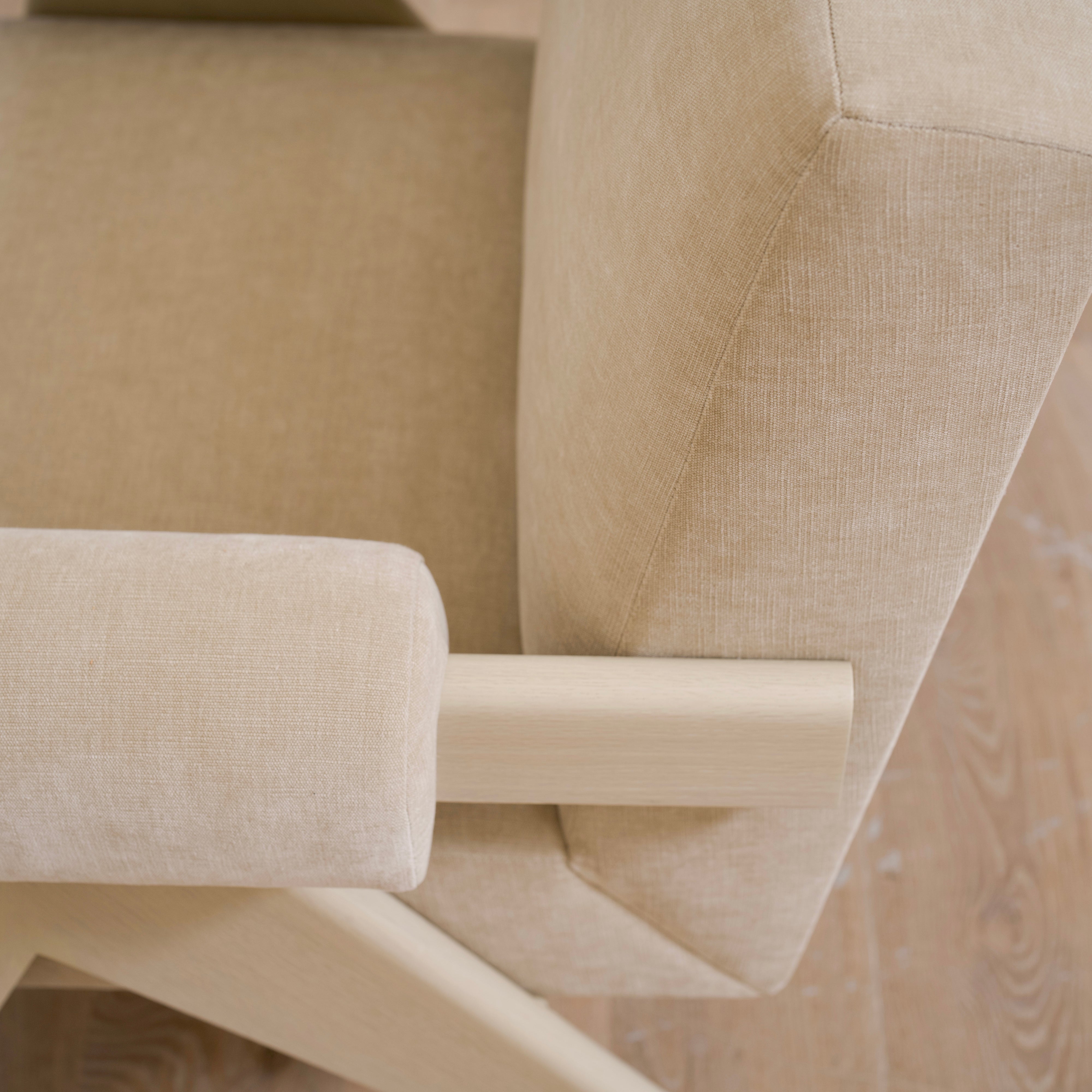 As Shown: Upholstered | Fabric: Canyon Sand | Finish: Sand