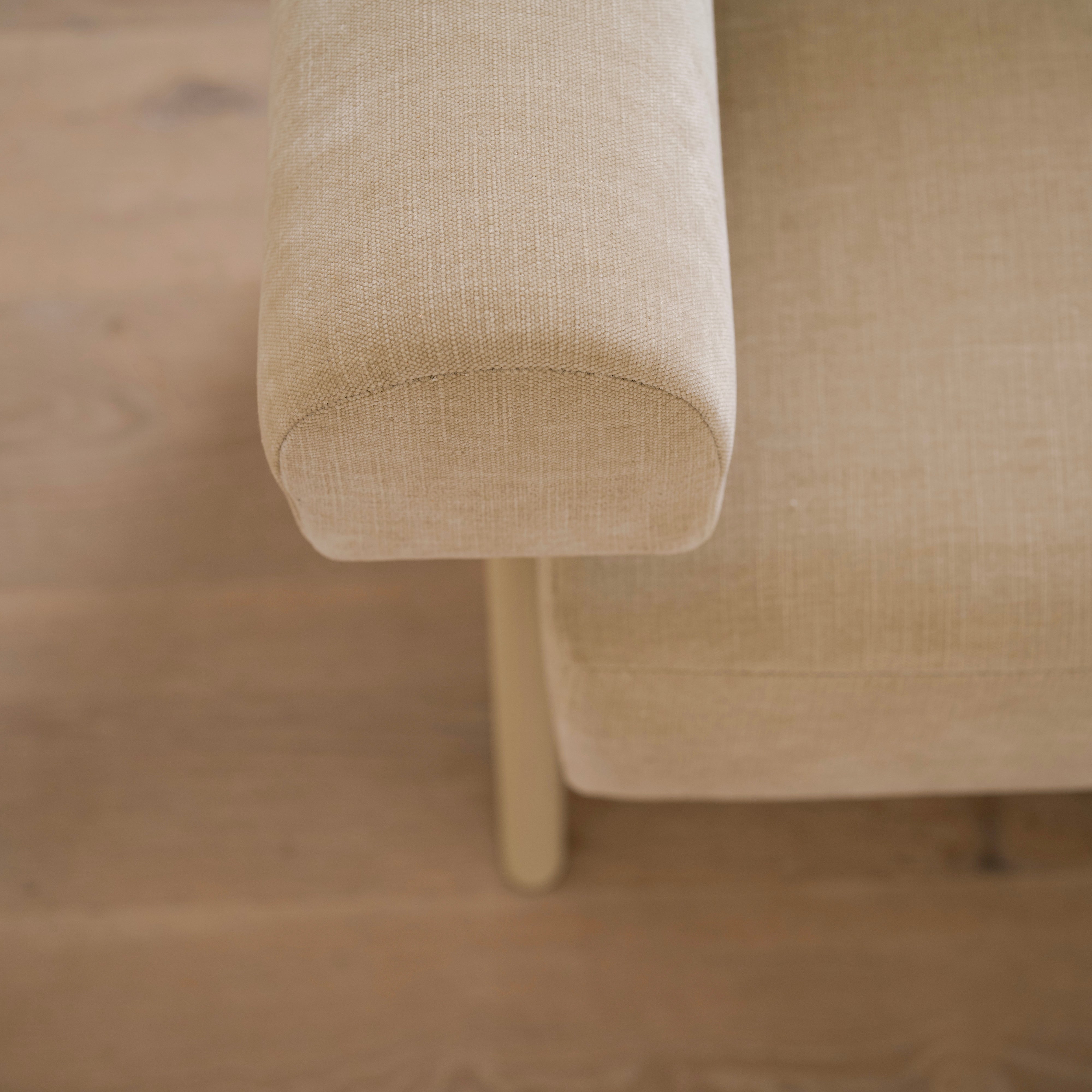 As Shown: Upholstered | Fabric: Canyon Sand | Finish: Sand