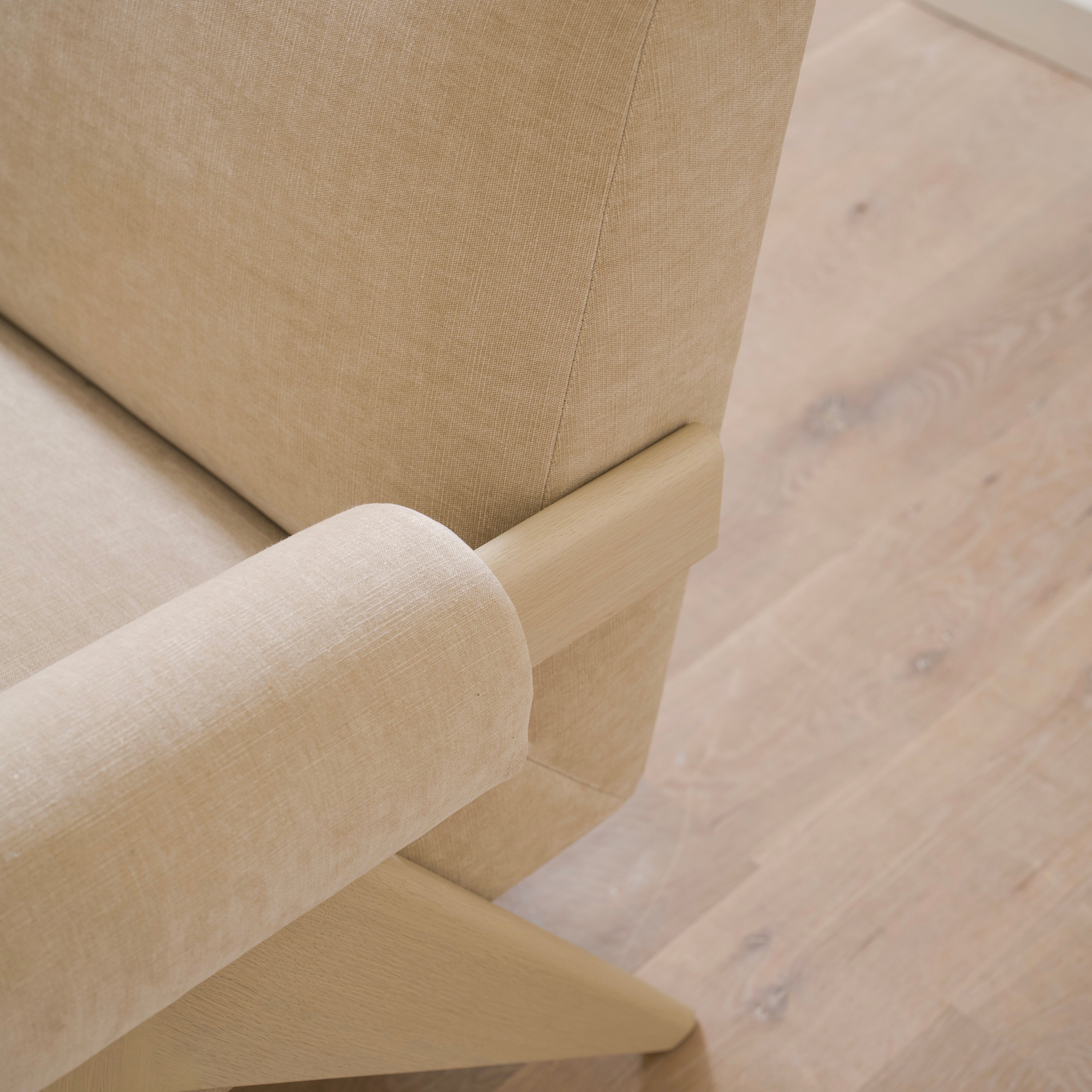 As Shown: Upholstered | Fabric: Canyon Sand | Finish: Sand
