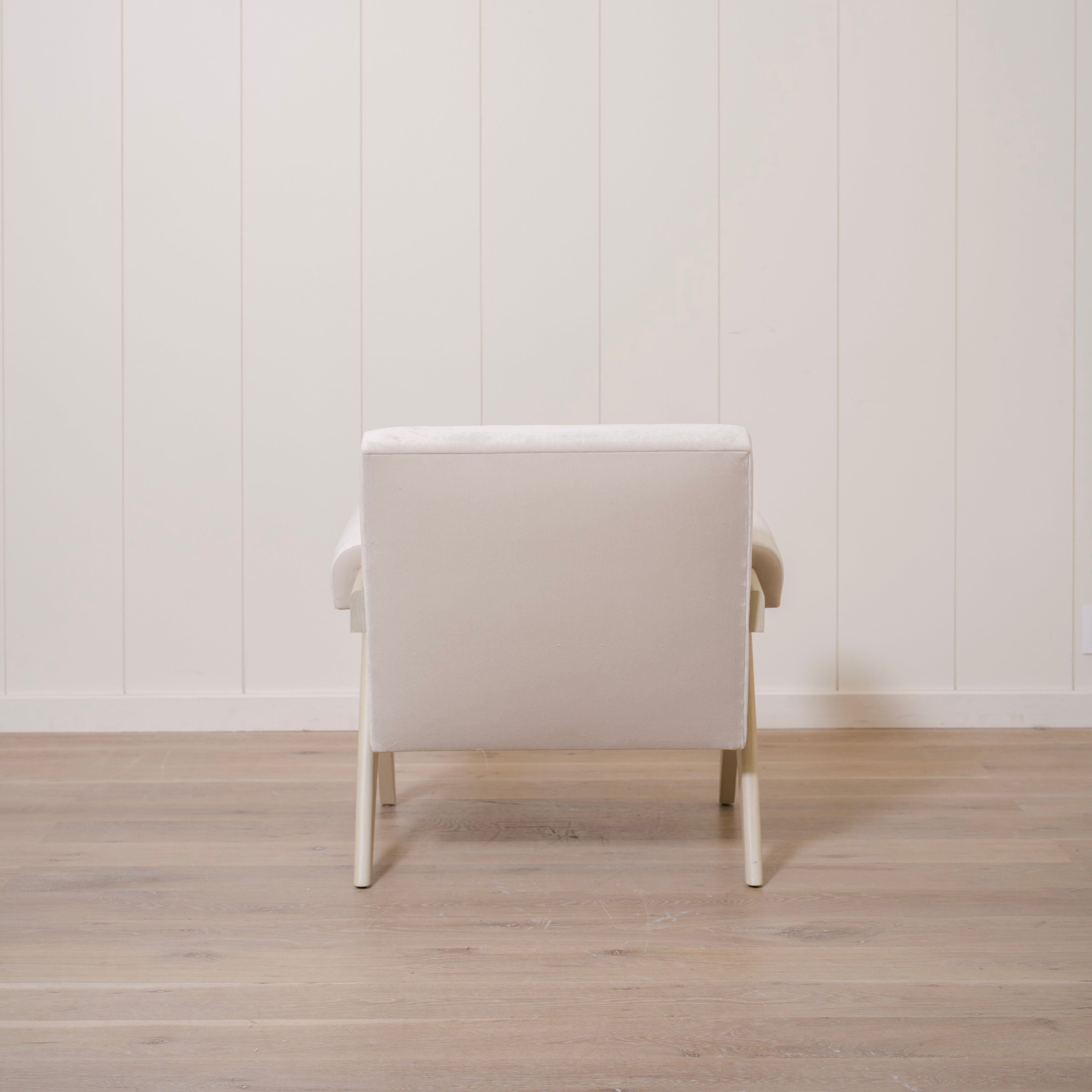 As Shown: Upholstered | Fabric: Sky Linen | Finish: Sand