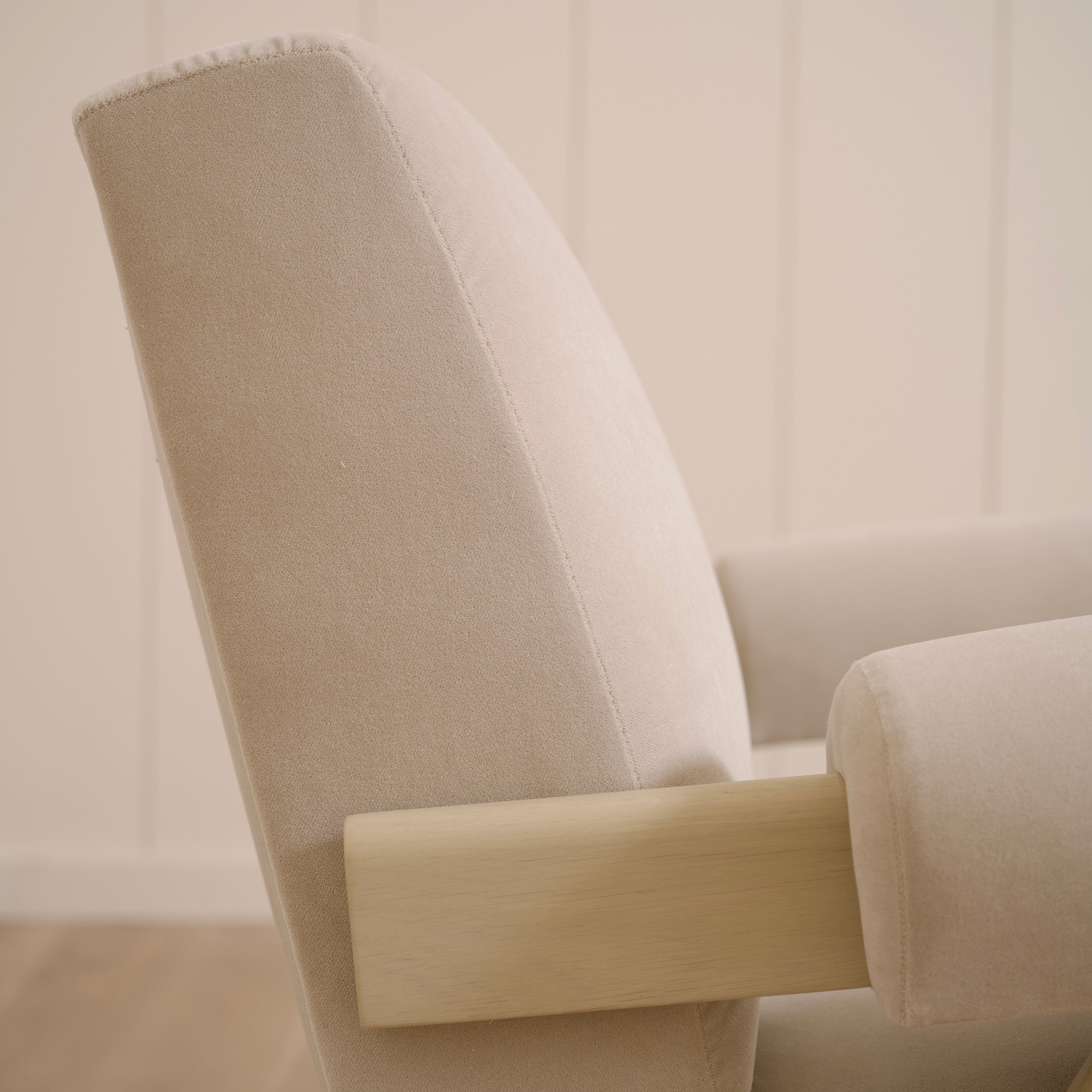 As Shown: Upholstered | Fabric: Sky Linen | Finish: Sand
