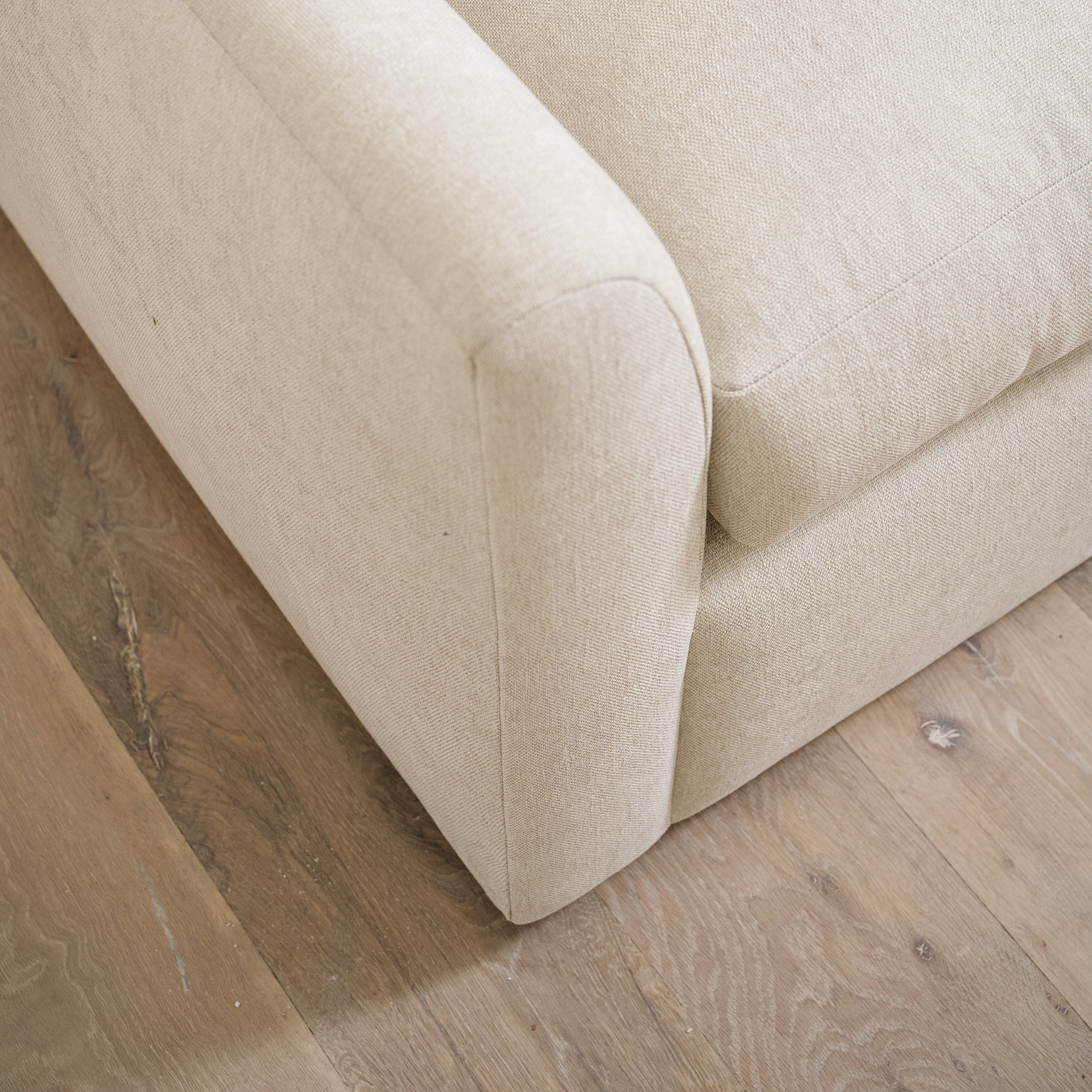 As Shown: 35"L x 39"D x 33"H | Style: Upholstered | Fabric: Marion Natural | Base: Swivel | Finish: N/A