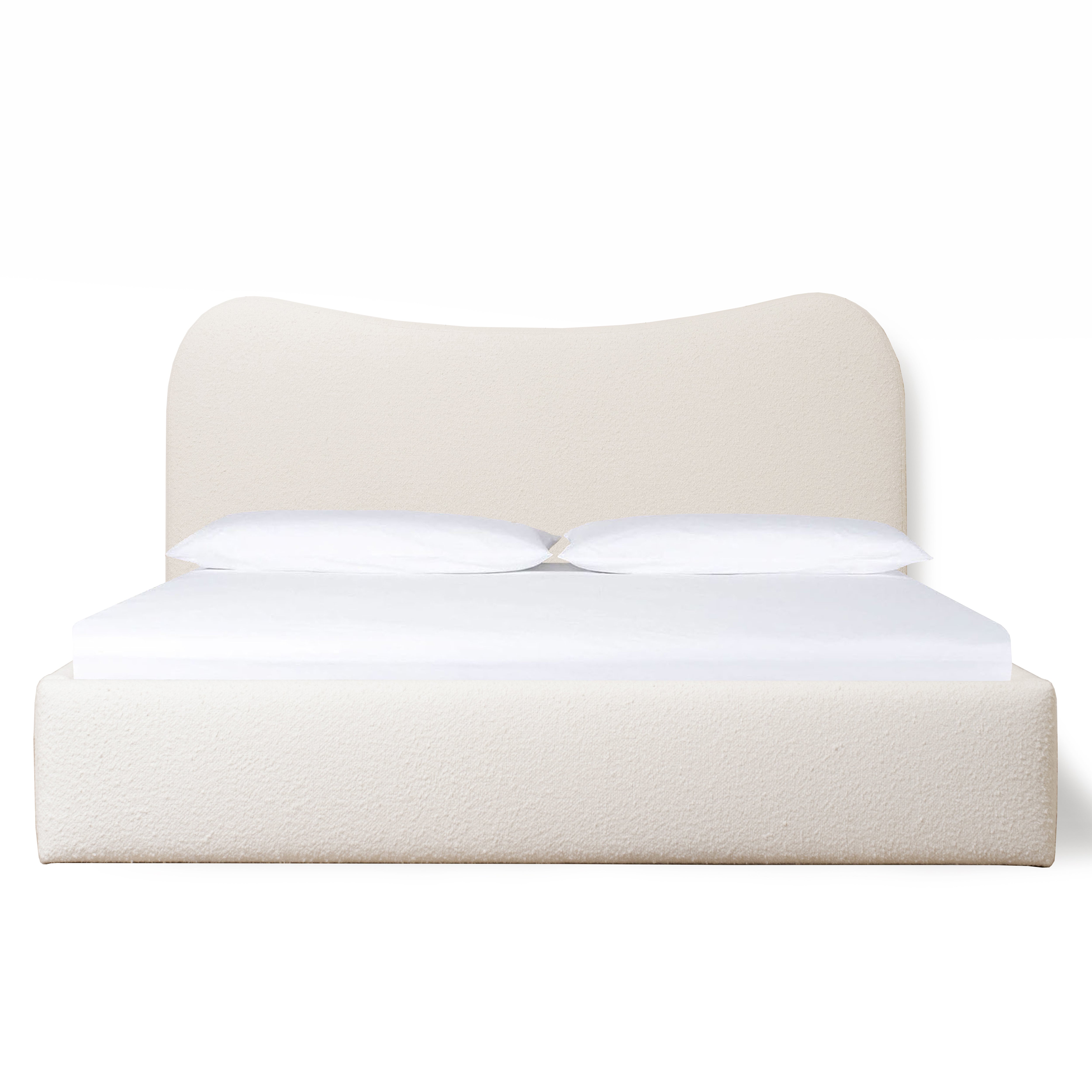 As Shown: King | Style: Upholstered | Fabric: Berber White | Finish: N/A