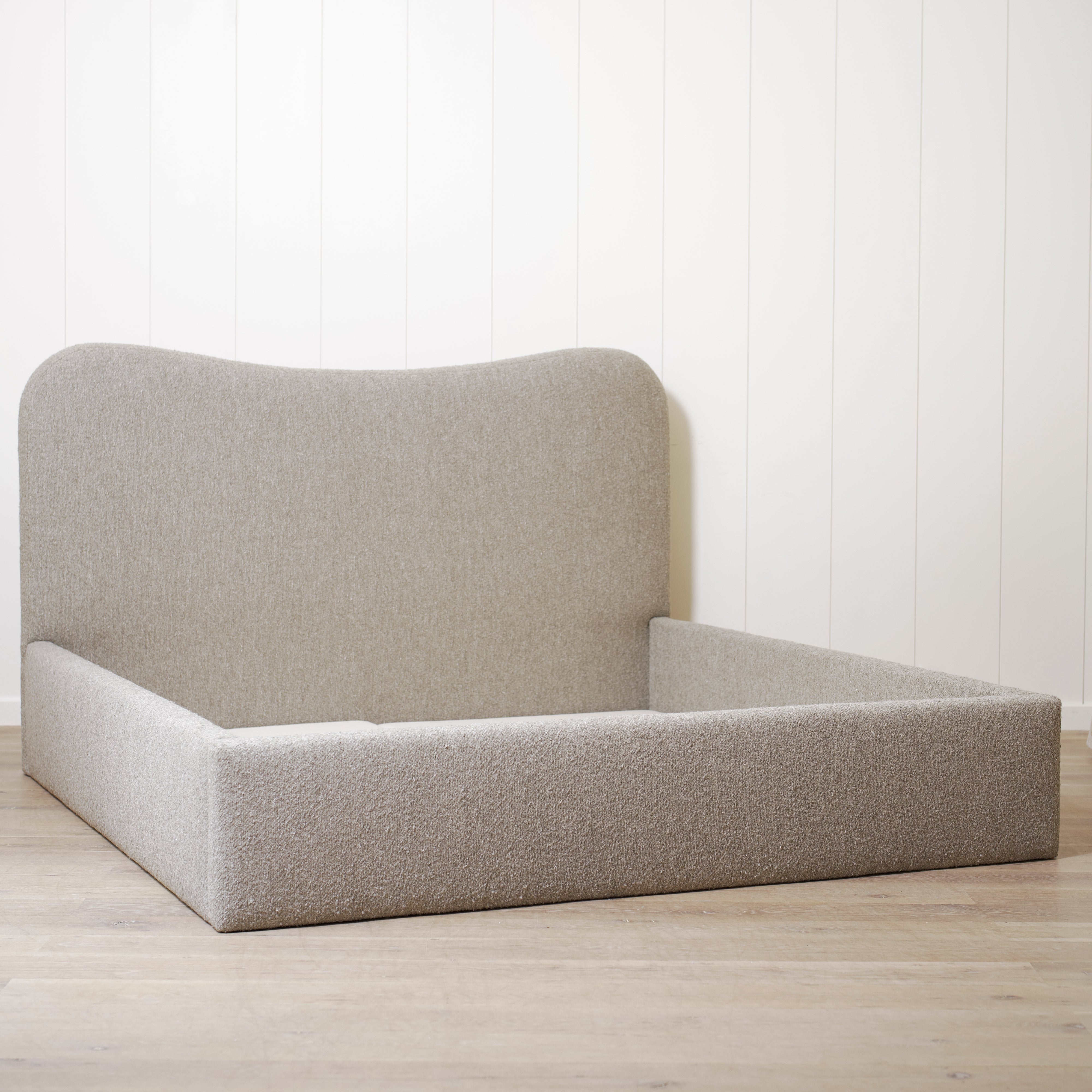 As Shown: King | Style: Upholstered | Fabric: Berber Shale | Finish: N/A