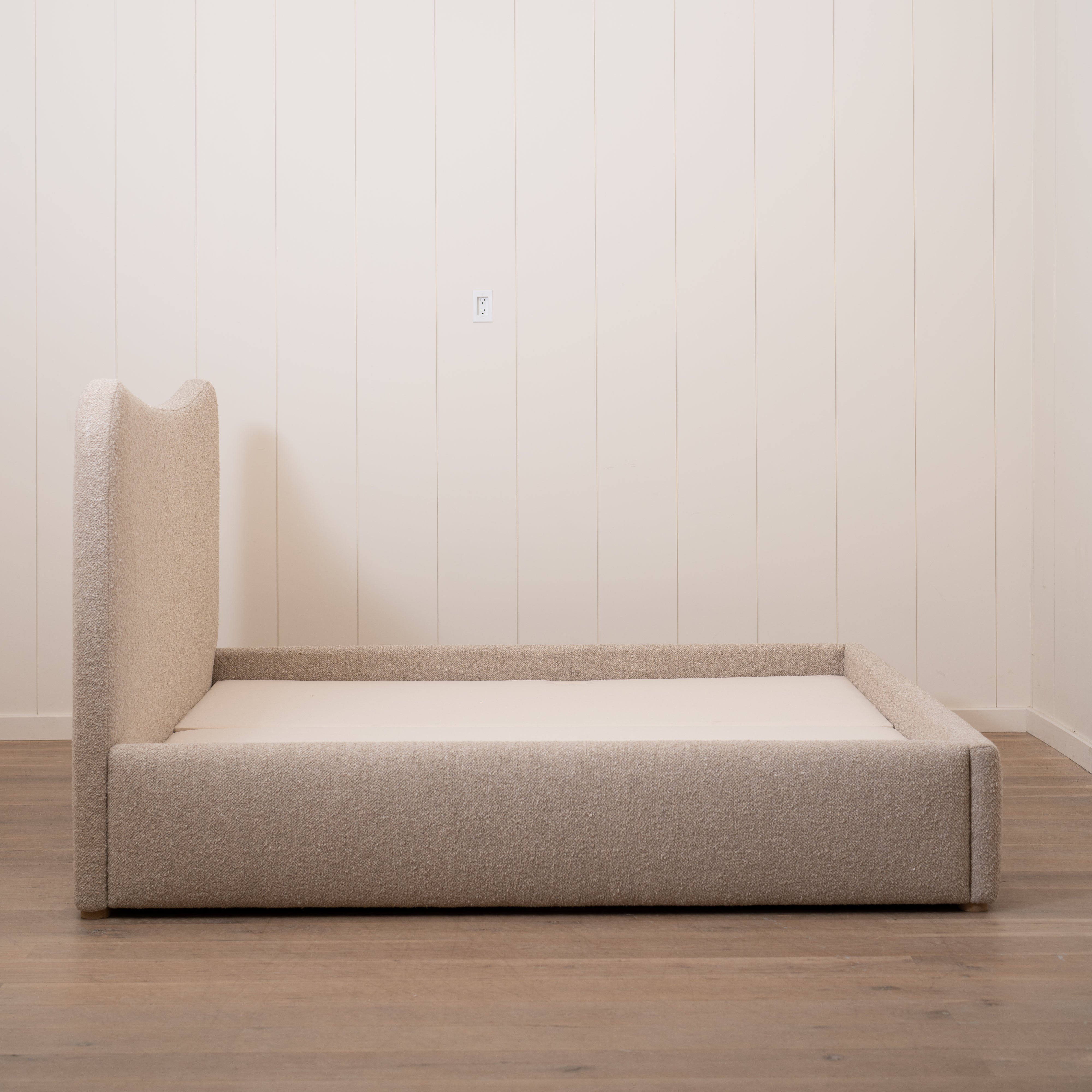 As Shown: King | Style: Upholstered | Fabric: Berber Taupe | Finish: N/A