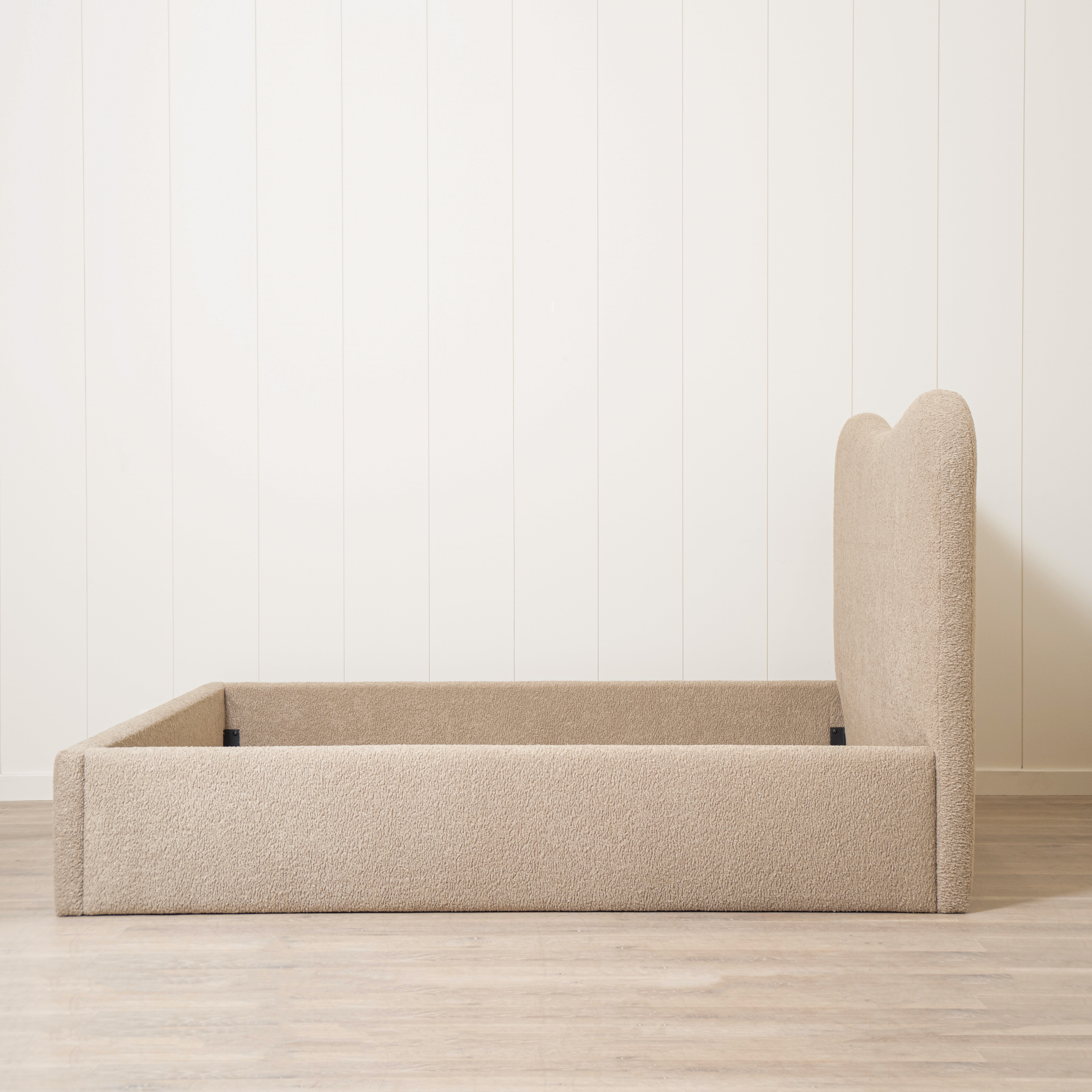 As Shown: King | Style: Upholstered | Fabric: Sheepskin Toast | Finish: N/A