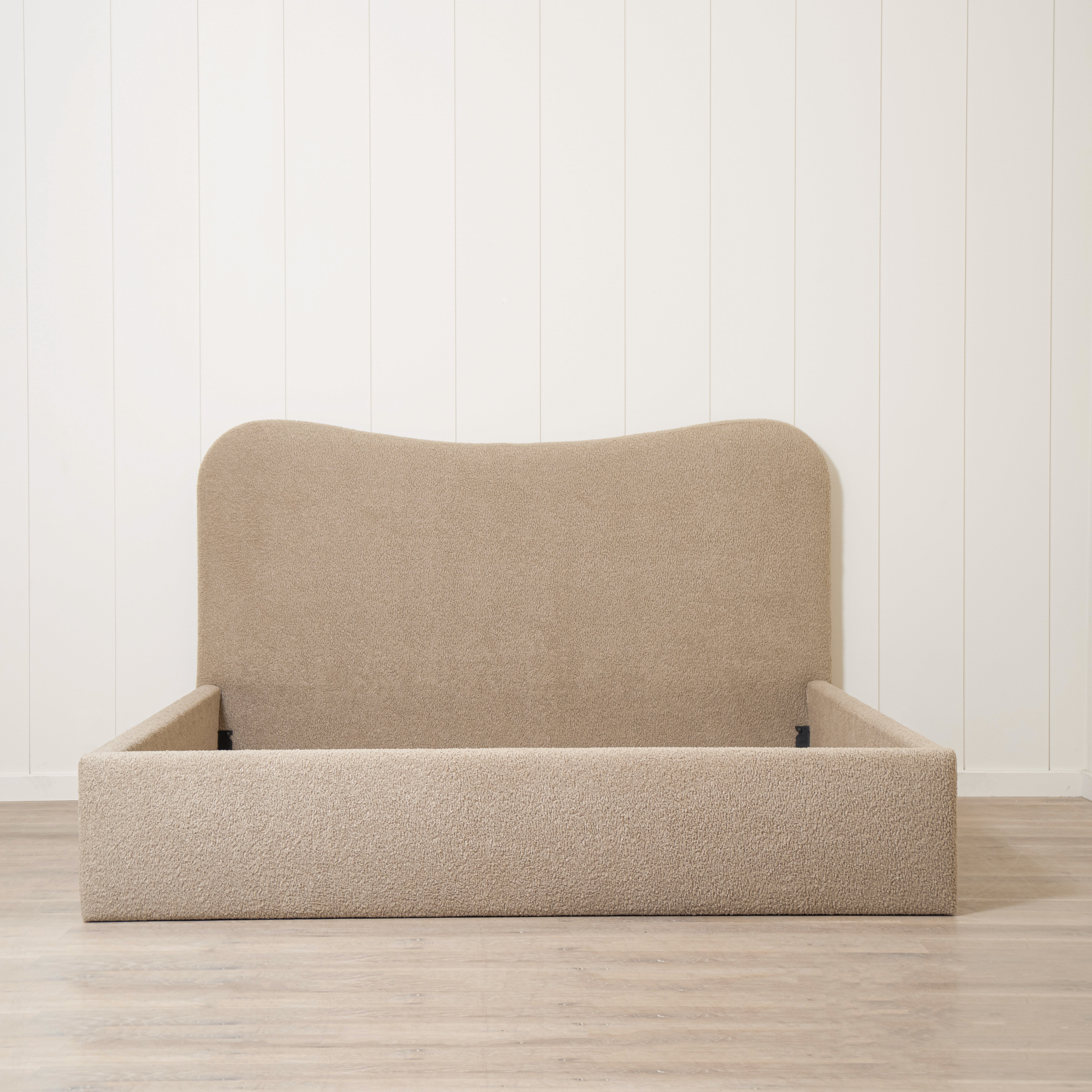 As Shown: King | Style: Upholstered | Fabric: Sheepskin Toast | Finish: N/A
