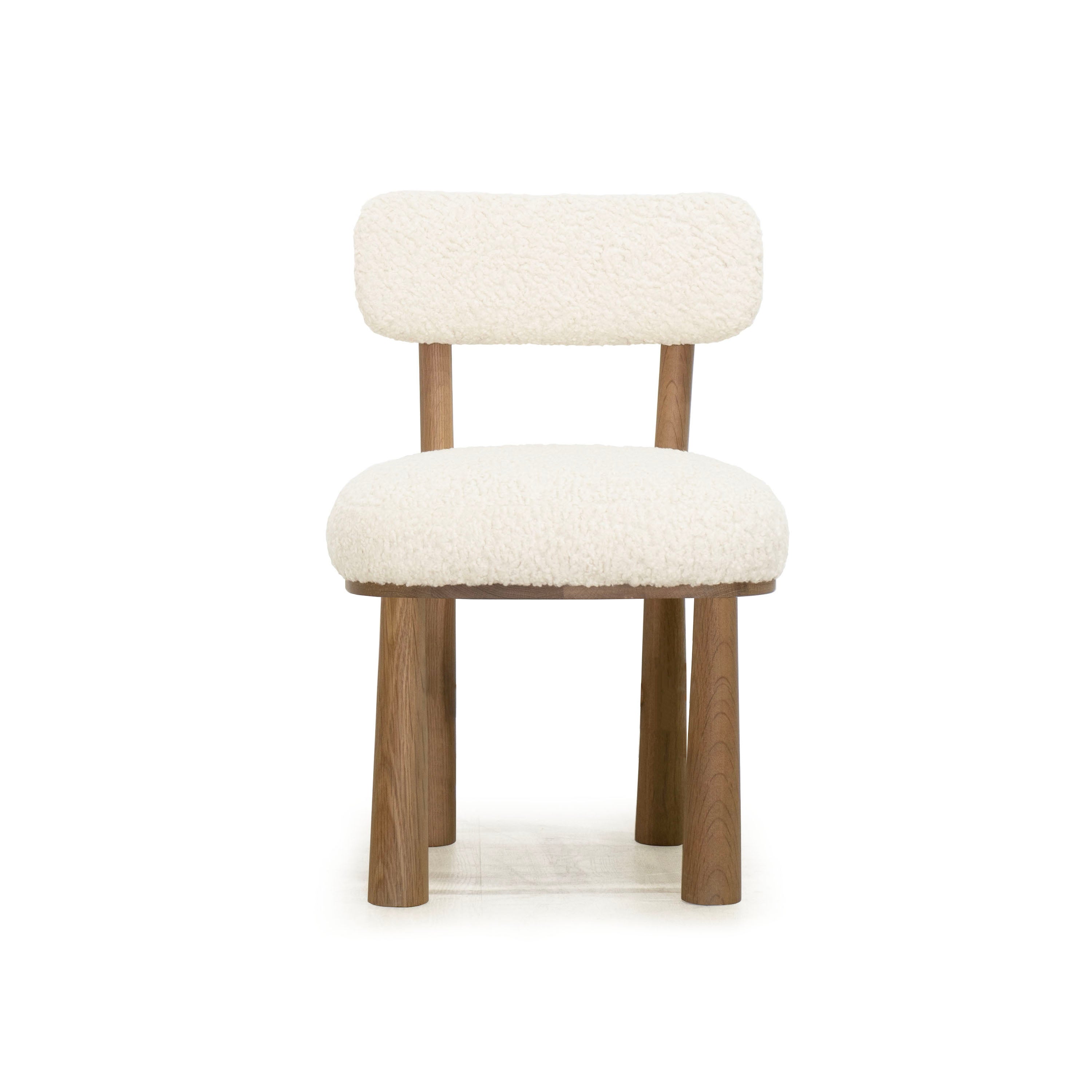 As Shown: in Sheepskin Ivory. Oak finished in Cashmere Brown (Discontinued Finish).