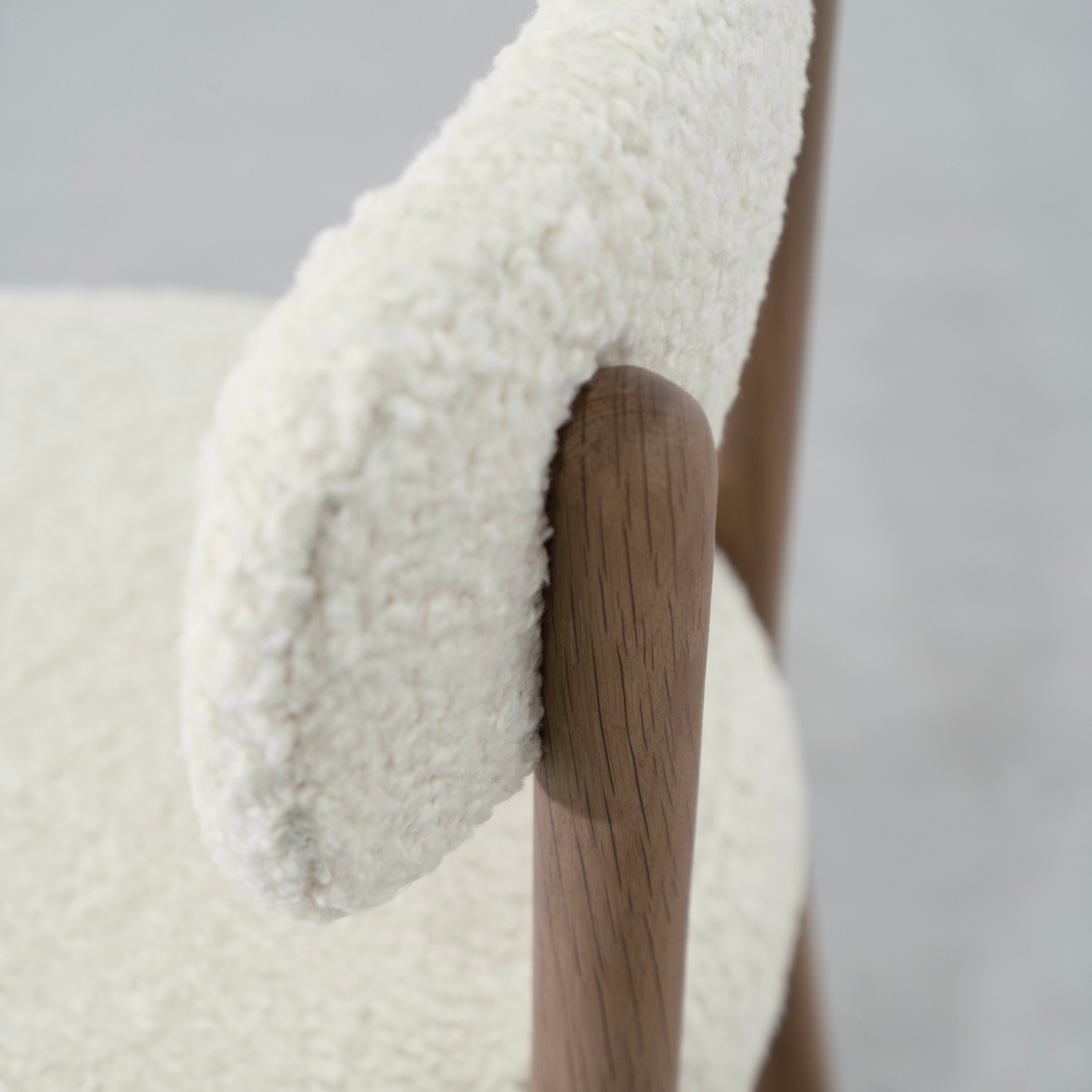 As Shown: in Sheepskin Ivory. Oak finished in Cashmere Brown (Discontinued Finish).