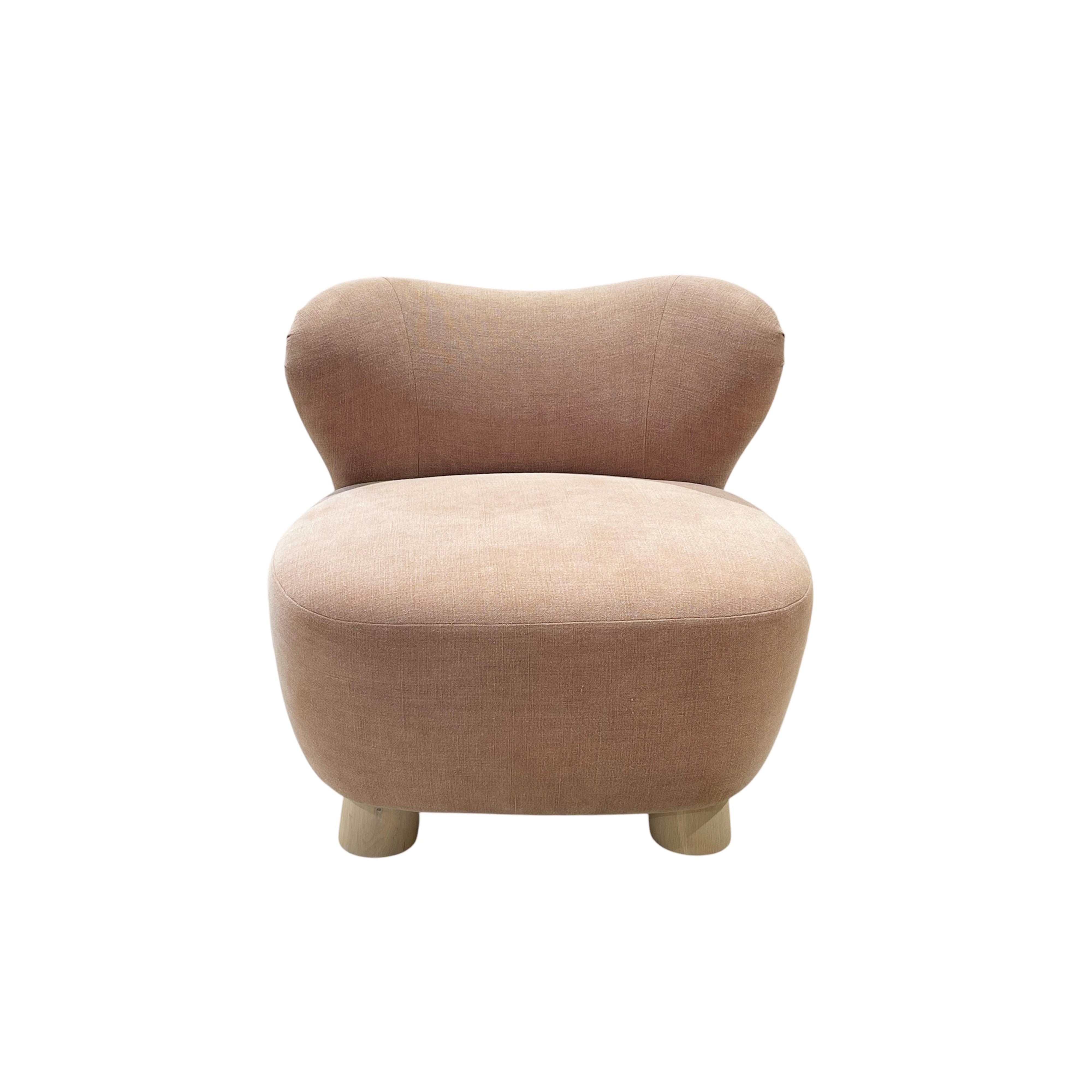 As Shown: 34"L x 35"D x 32"H | Style: Upholstered | Fabric: Granby Clay | Base: Legs | Finish: Sand
