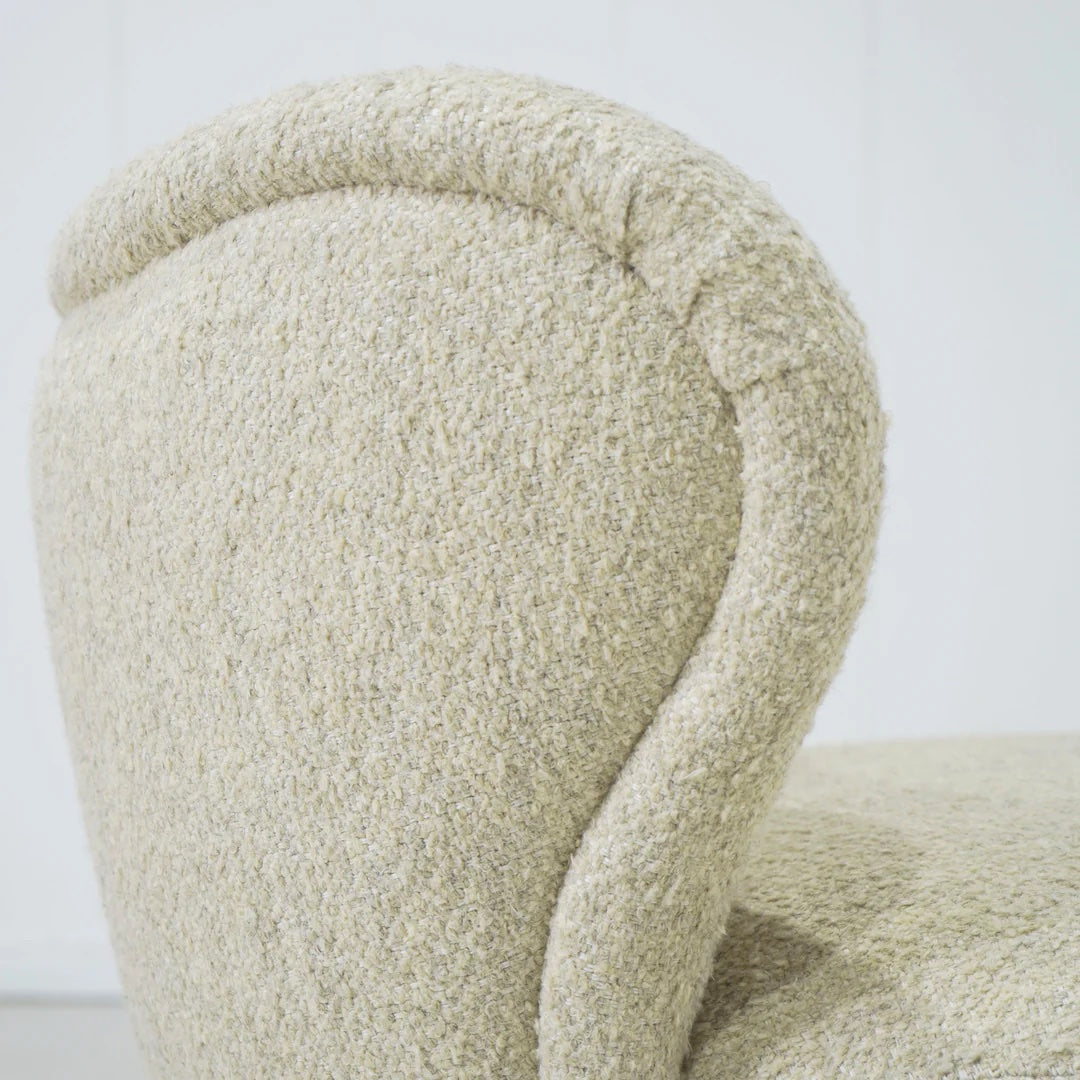 As Shown: 34"L x 35"D x 32"H | Style: Upholstered | Fabric: Berber Natural | Base: Legs | Finish: Sand