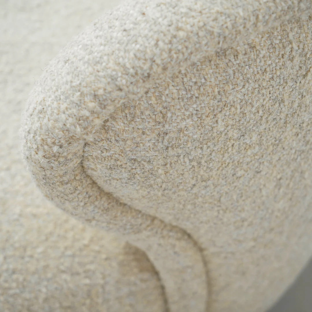 As Shown: 34"L x 35"D x 32"H | Style: Upholstered | Fabric: Berber Natural | Base: Legs | Finish: Sand